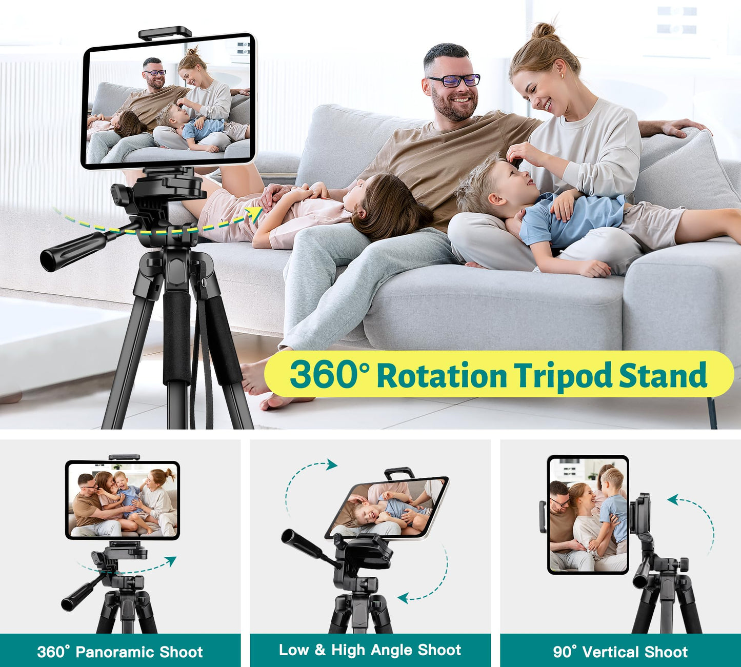 JOILCAN Phone Tripod, 67" Camera Tripod Stand for iPhone iPad, Professional Aluminum Travel Tripods with Wireless Remote and Carry Bag for Cellphone