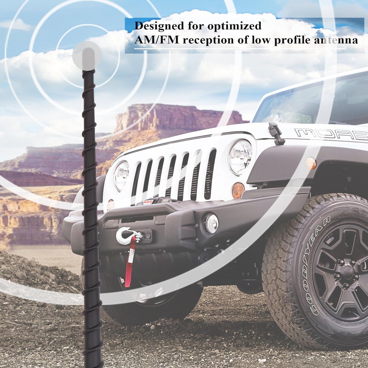 Jamscar Short Antenna for Jeep Wrangler Gladiator Accessories JL JK Rubicon Sahara Unlimited Sport 4xe Willys Mojave 2007-2026, 13" Rubber Truck