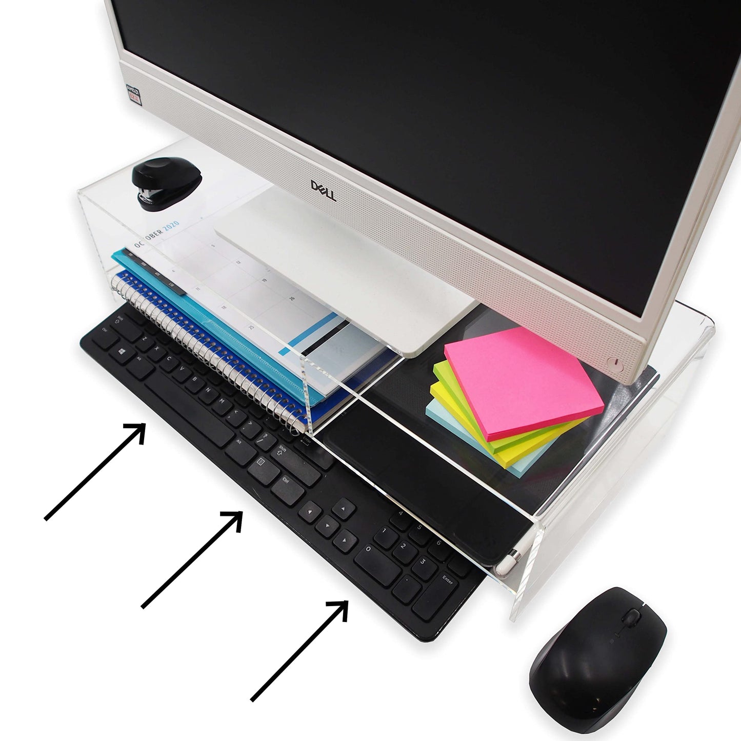 CuteBox Company Clear 5mm Deluxe Acrylic Monitor Stand for Computers, Monitors, Laptops, Tablets, Office Use, Home Use, Desks, Tabletop, Standing