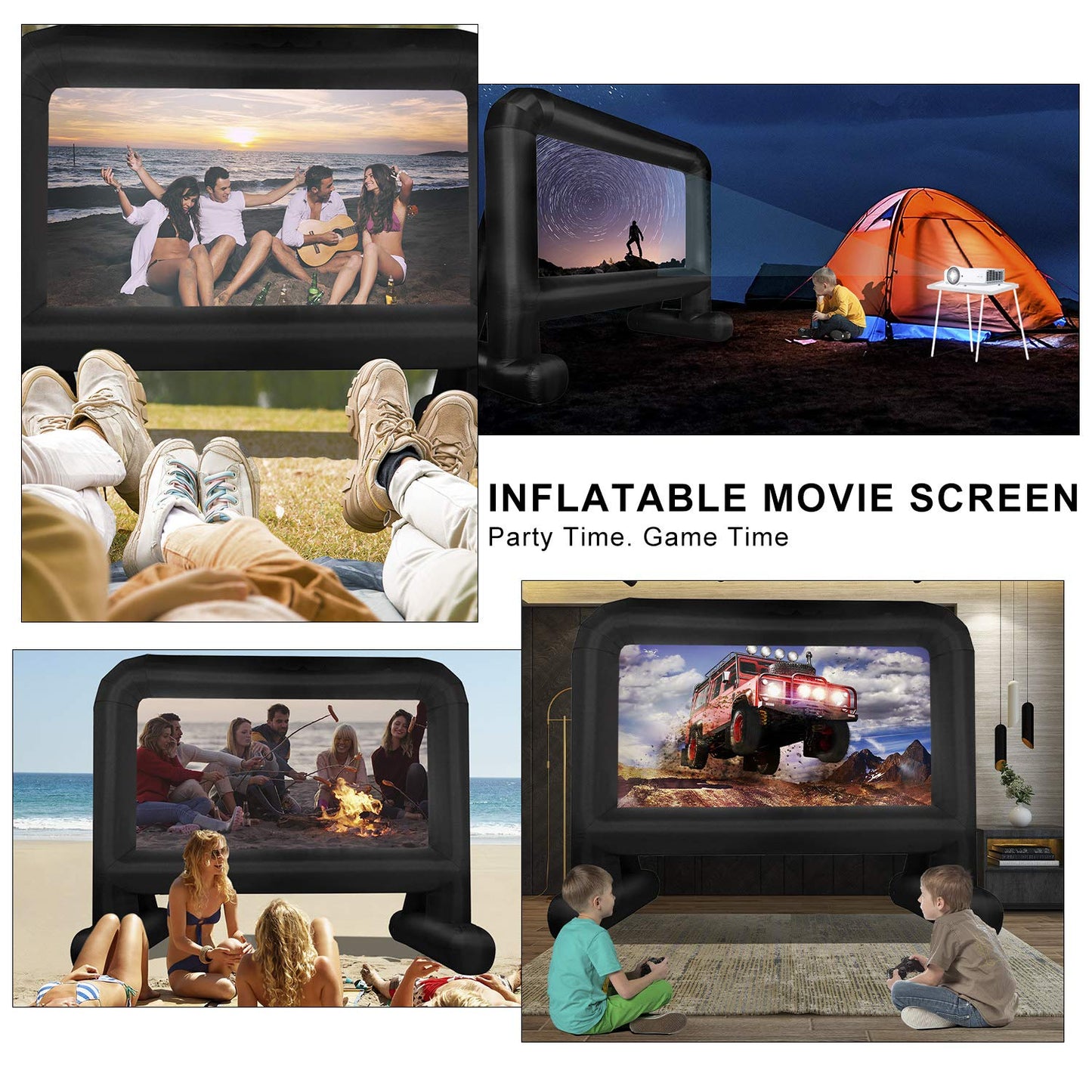 OUTTOY Inflatable/Blow Up Projection Screen with Quiet Fan and Storage Bag, Easy Set up, Mega for Outdoor, Backyard Movie Night, Theme Parties