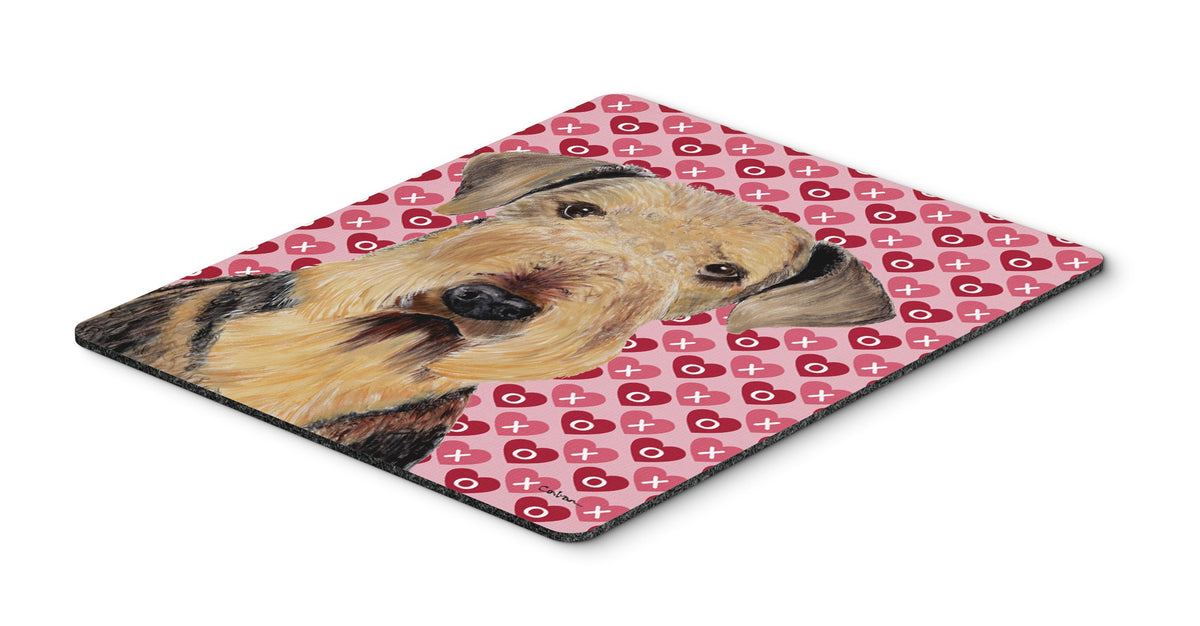 Caroline's Treasures SC9266MP Airedale Hearts Love and Valentine's Day Portrait Mouse Pad, Hot Pad or Trivet for Home Office Gaming Working Computers