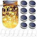 Mason Jar Solar Lantern Lights, 8 Pack 30 LED Bulbs Fairy Star Firefly Solar Lids Jar Lights,8 Hangers Included(No Jars),for Outdoor Home Garden Patio