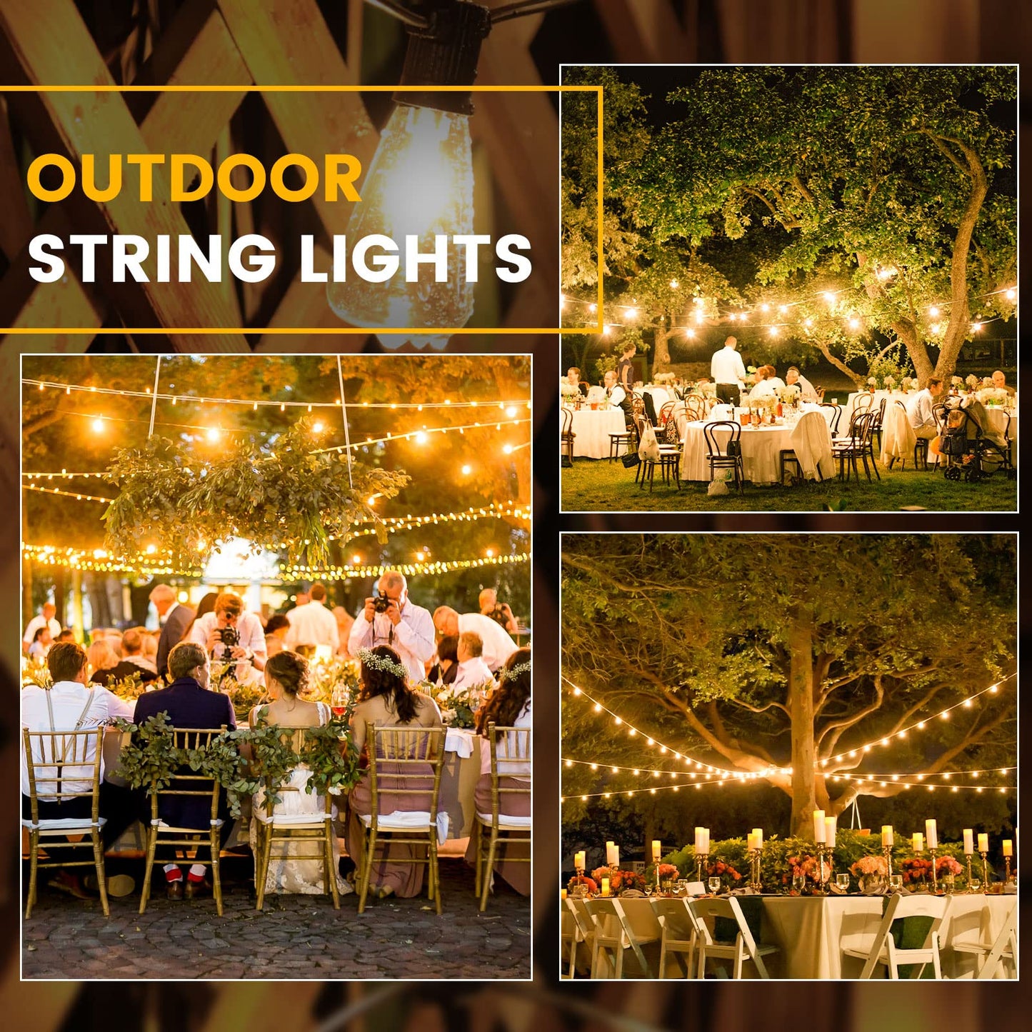 Zuske Outdoor Patio String Lights, 240FT LED with 120+4 ST38 Vintage Edison Bulbs, Waterproof Connectable Hanging Lights for Outside Backyard Bistro