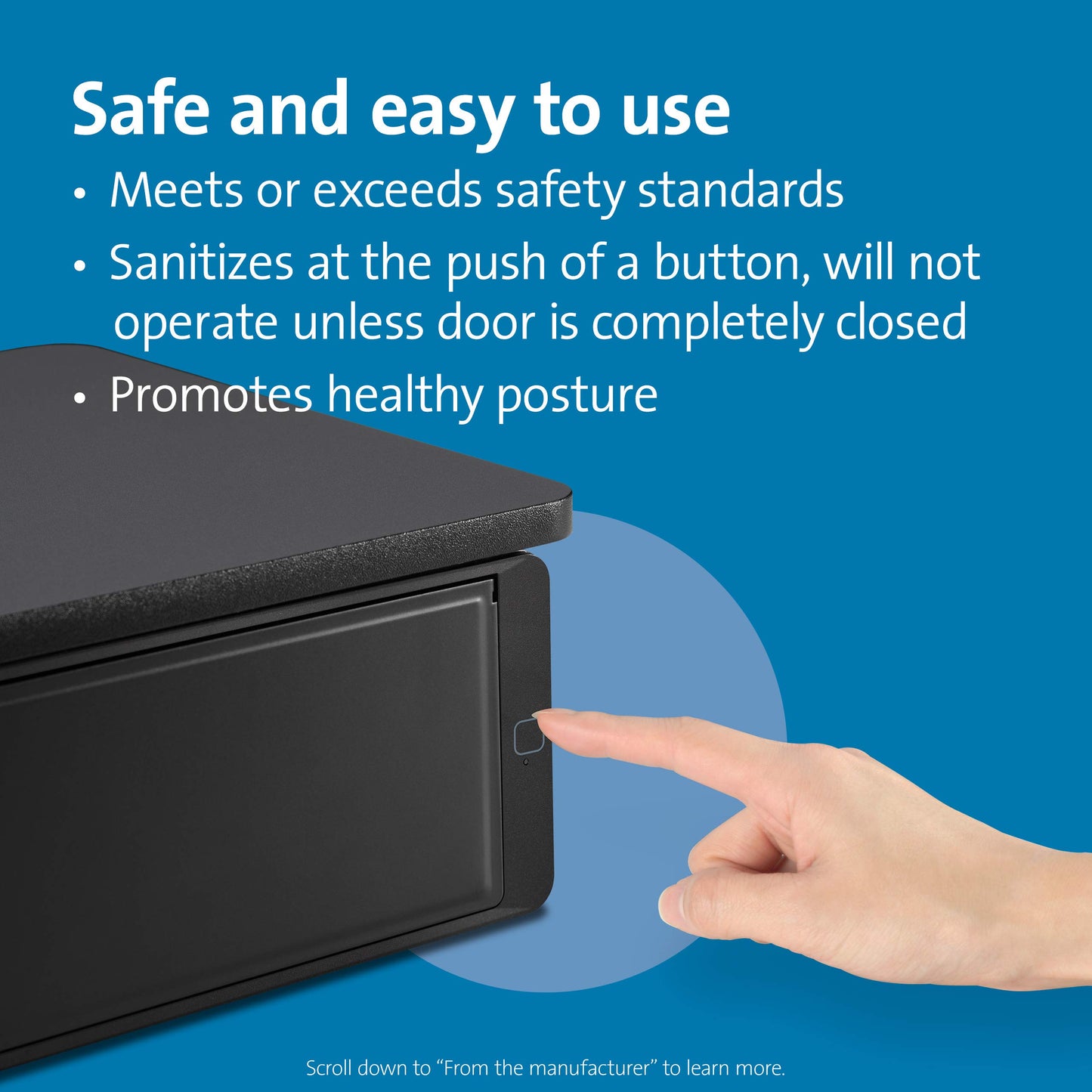 Kensington Monitor Stand Riser UVStand™ with UV Disinfection Compartment, Computer Monitor Stand with Storage Drawer, Desktop Monitor Riser