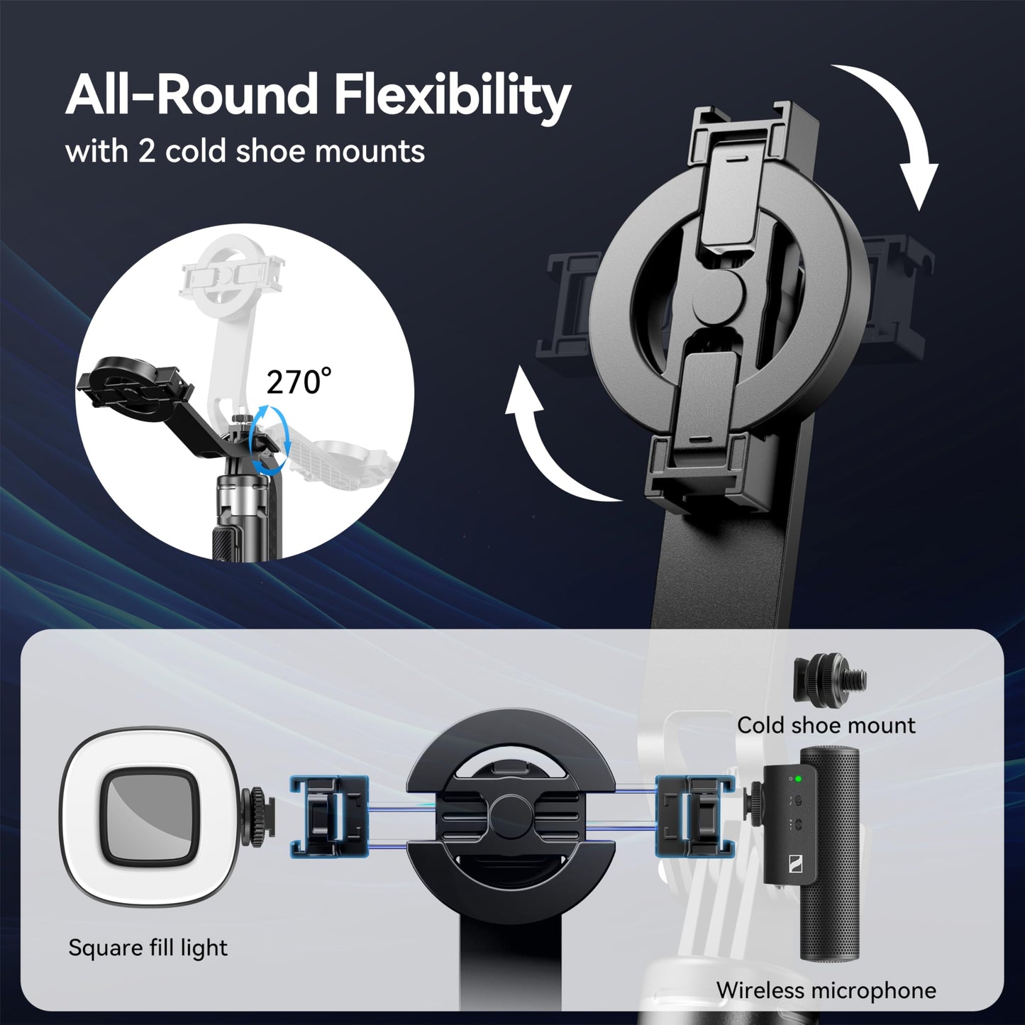 54" Magnetic Phone Tripod, Selfie Stick Tripod for iPhone Android MagSafe & Camera with Rechargeable Remote & 2 in 1 Magnetic Holder, for Travel Vlog