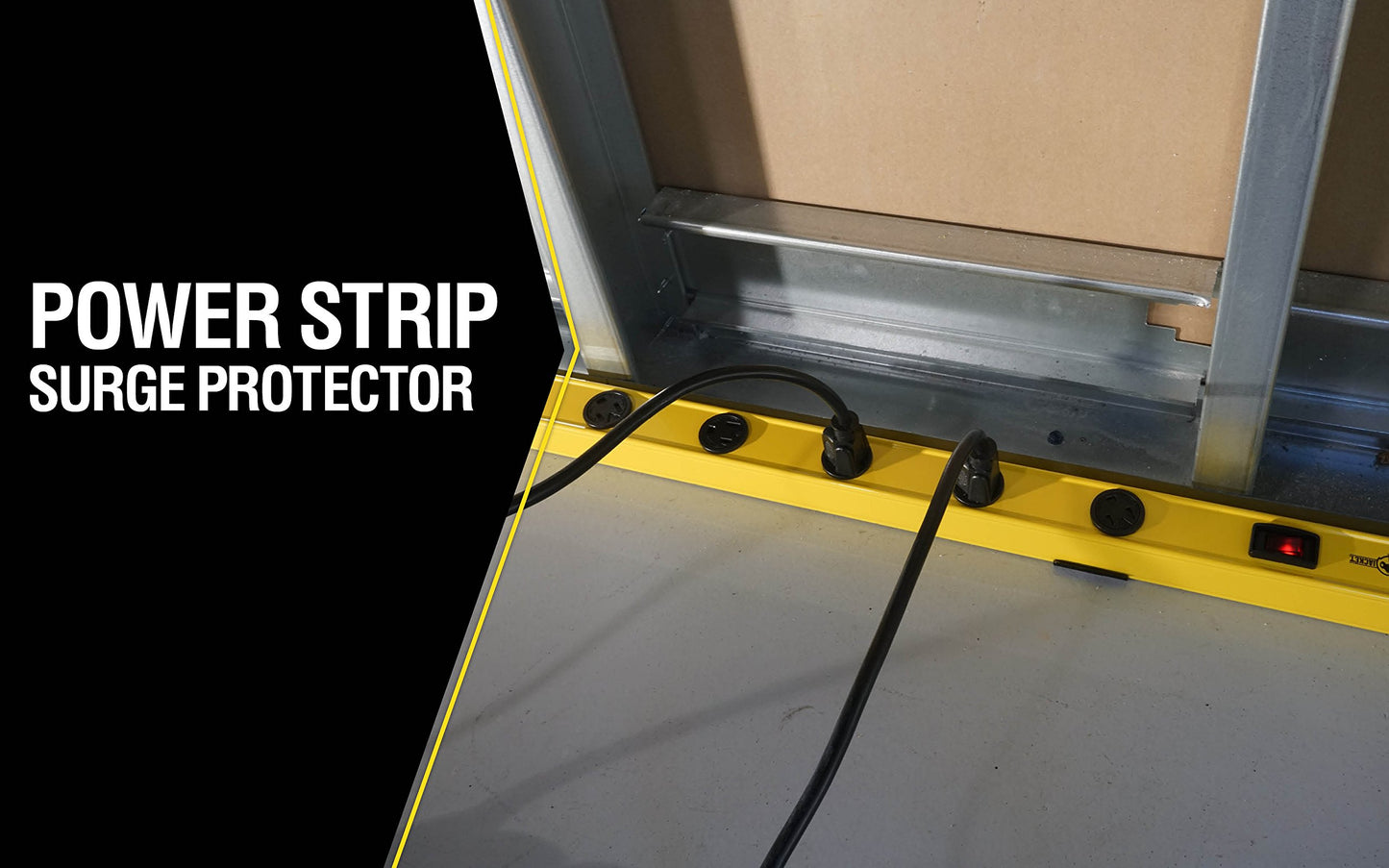 Southwire Yellow Jacket 4-Foot Metal Power Strip - 510J Surge Protector - Resettable Circuit Breaker - 12 Outlets - 6-Foot Yellow Cord - Heavy Duty