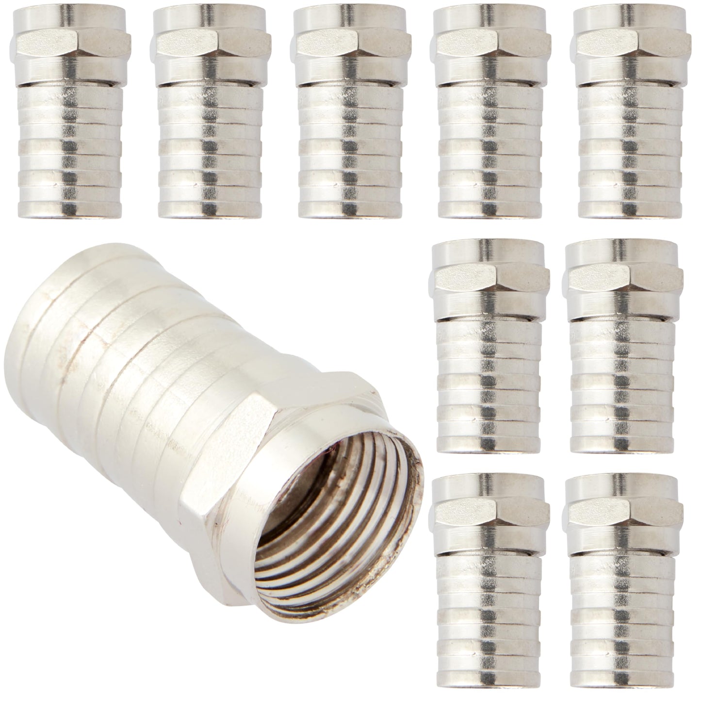 Newhouse Hardware Coaxial Cable Twist-On Connector (F-Type) - RG6 Compatible, 10-Pack
