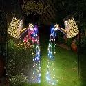 WDLFCGC 2 Pack Solar Watering Can Lights with Shepherd Hook, 8 Multi-Color Changing Modes, IP65 Waterproof, 60pcs String Lights for Outdoor Garden