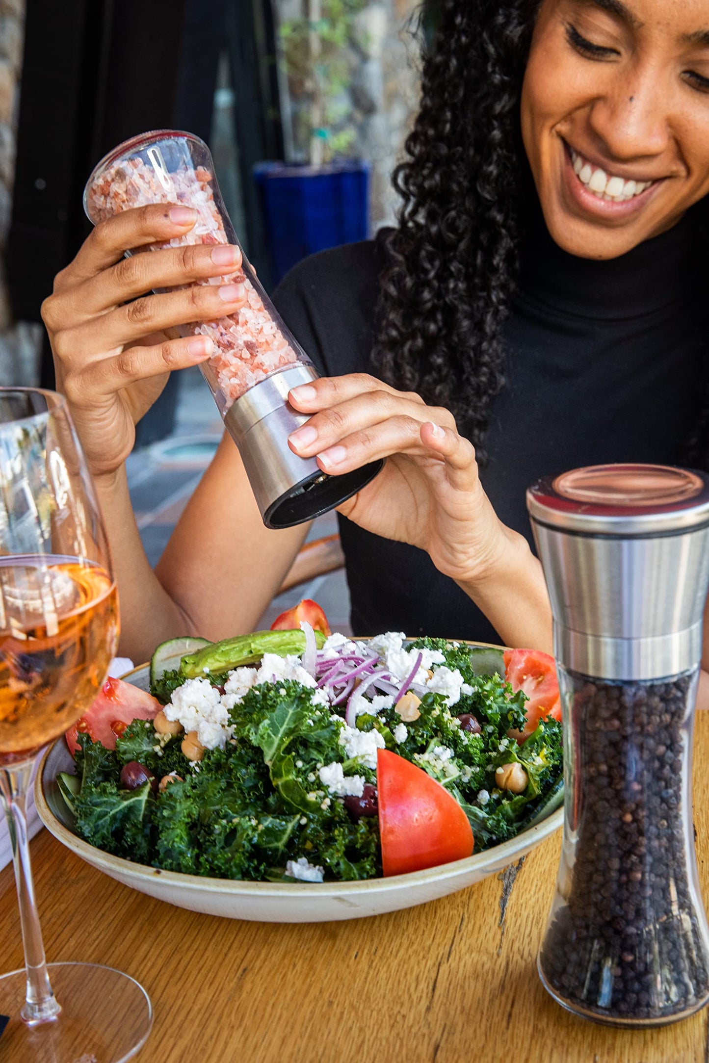 Home EC Premium Stainless Steel Salt & Pepper Grinder Set – Adjustable Ceramic, Tall Glass Shakers with Funnel & Recipe eBook