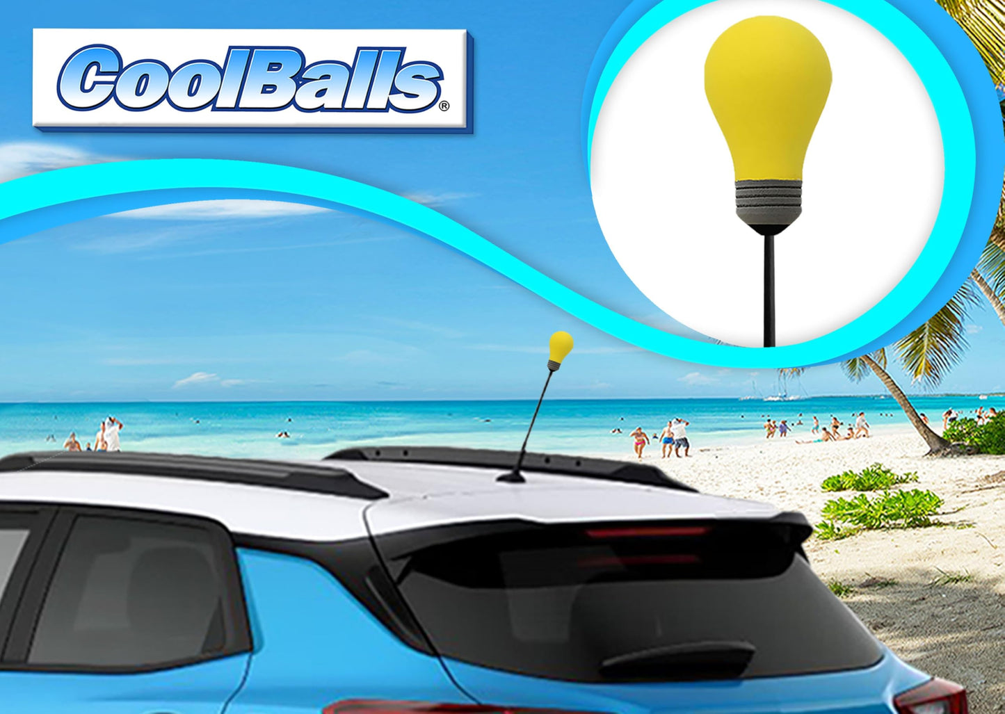 Genuine Coolballs Limited Edition Yellow Bright Idea Light Bulb EVA Foam Antenna Topper Auto Accessory - Fits Thin Style Antenna