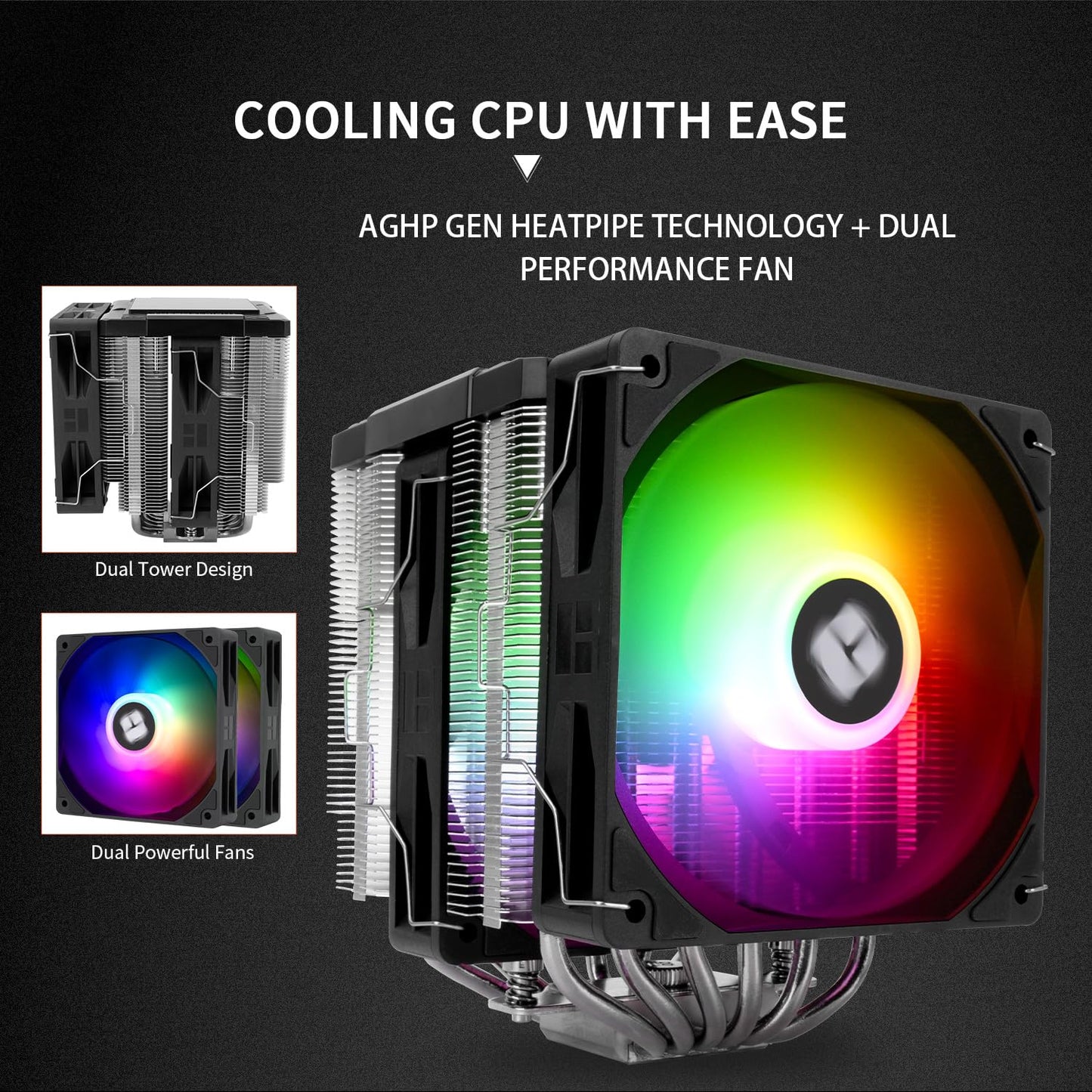 Thermalright Peerless Assassin 120 Digital ARGB Black CPU Cooler Air with 6X6mm Heatpipes, Magnetic Display Board Top Cover, Heatsink, for AM4/AM5