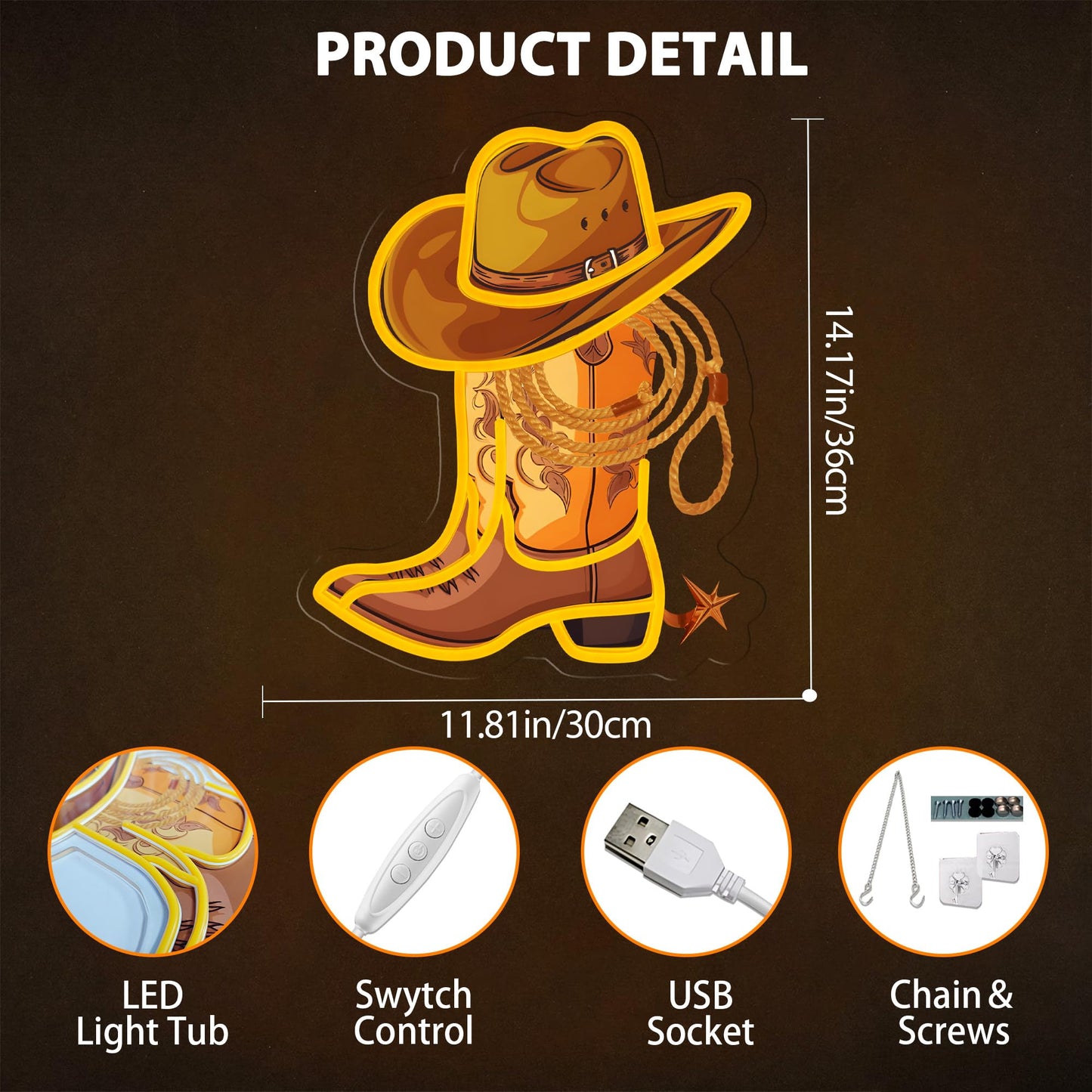 Cowboy Boot with Hat Lasso Neon Signs for Wall Decor, Led Pink Cowgirl Boot Neon Sign, Aesthetic Western Wall Art, Cowboy LED Sign for Room Bedroom