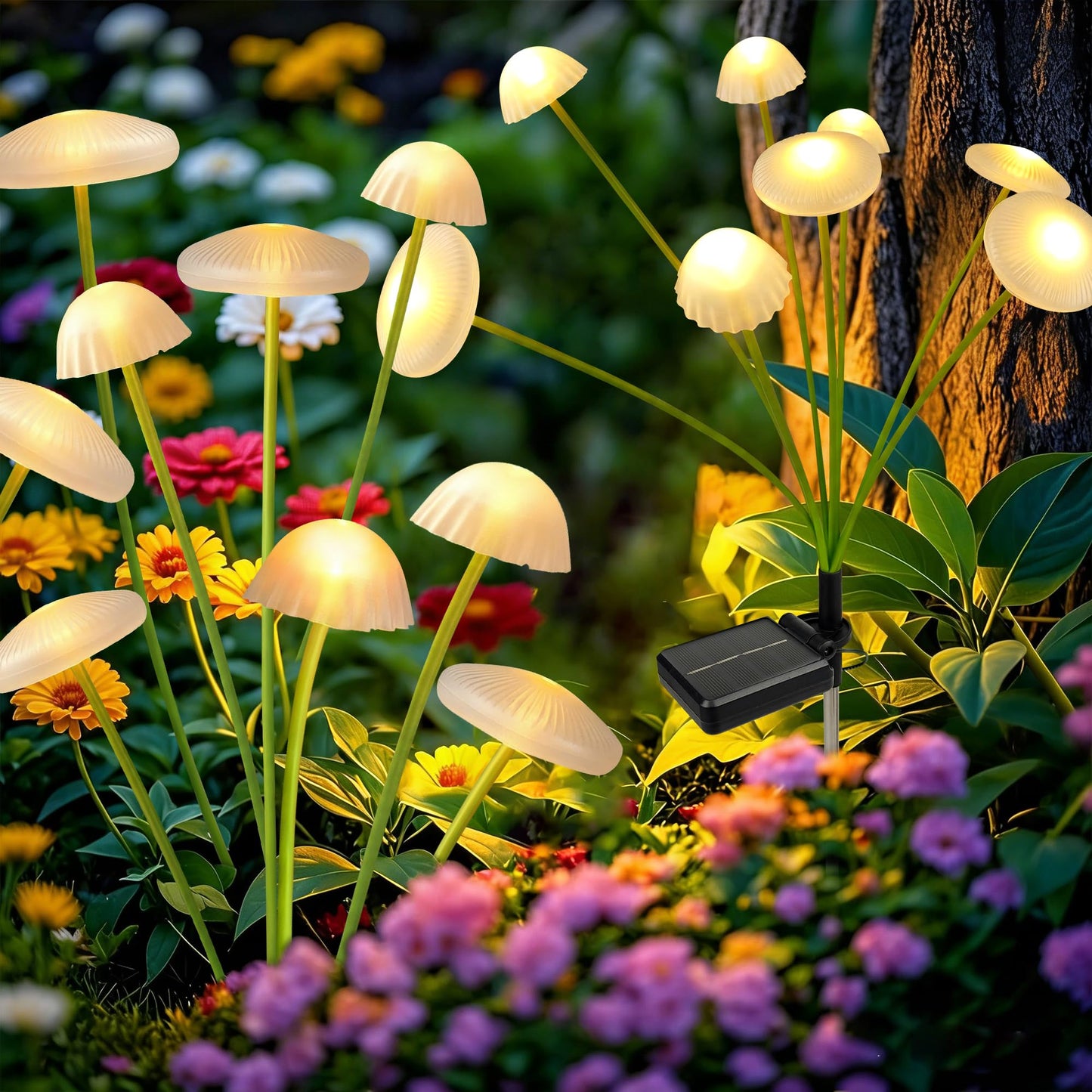 SEEWELUMI Solar Garden Lights Outdoor, 2Pack Solar Lights Garden Decor, Swaying Mushroom Lights Waterproof for Yard, Patio,Pathway Decoration,Gifts