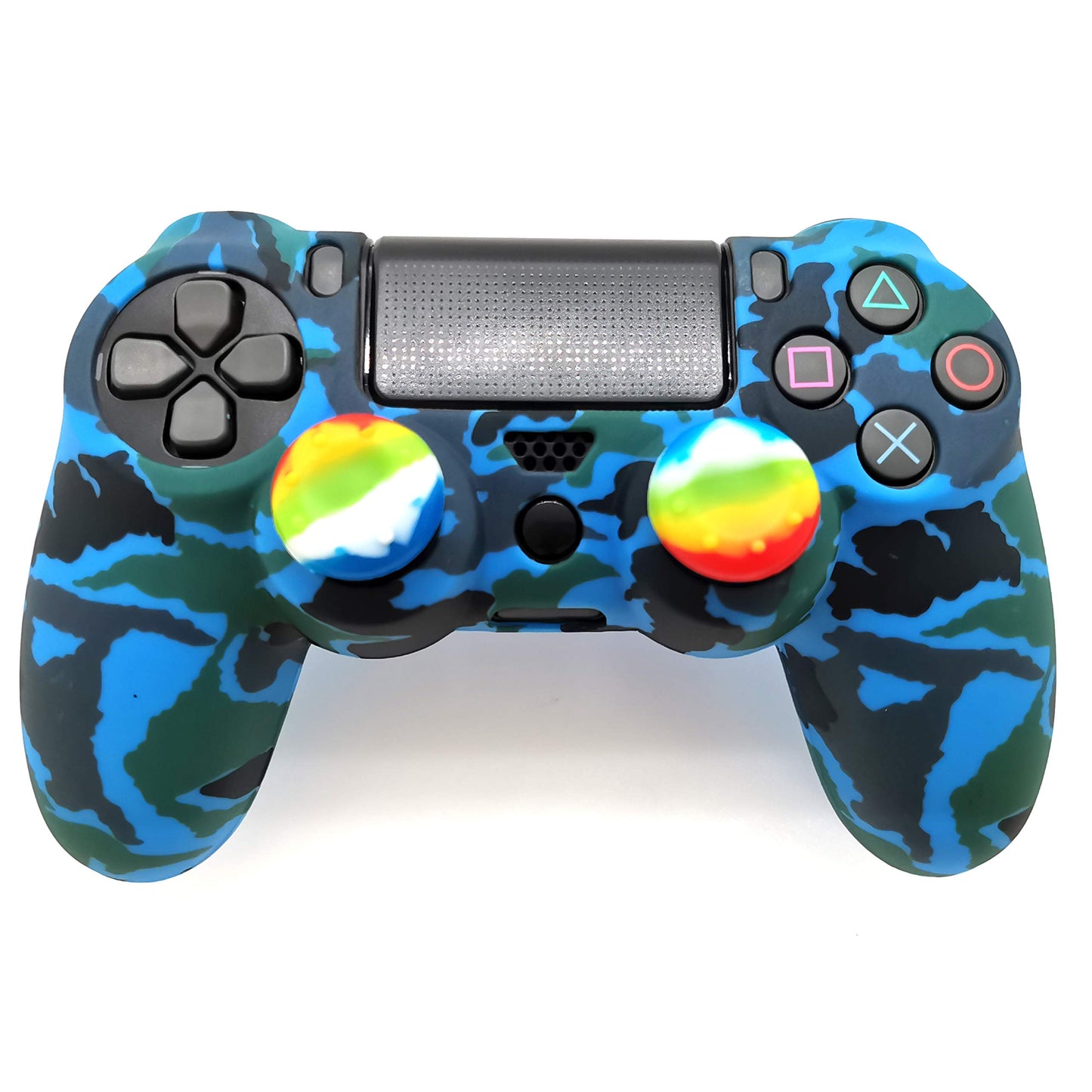 Silicone Skin Cover for Ps4 Controller (1pc Anti-Slip Case, 1 Pair L2 R2 Trigger Extender, 4pcs Thumb Grips,4pcs LED Light Bar Decal) Protector