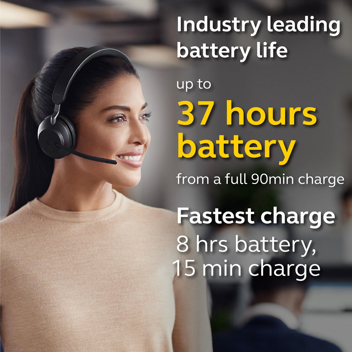 Jabra Evolve2 65 UC Wireless Headphones with Link380a, Stereo, Black - Wireless Bluetooth Headset for Calls and Music, 37 Hours of Battery Life…