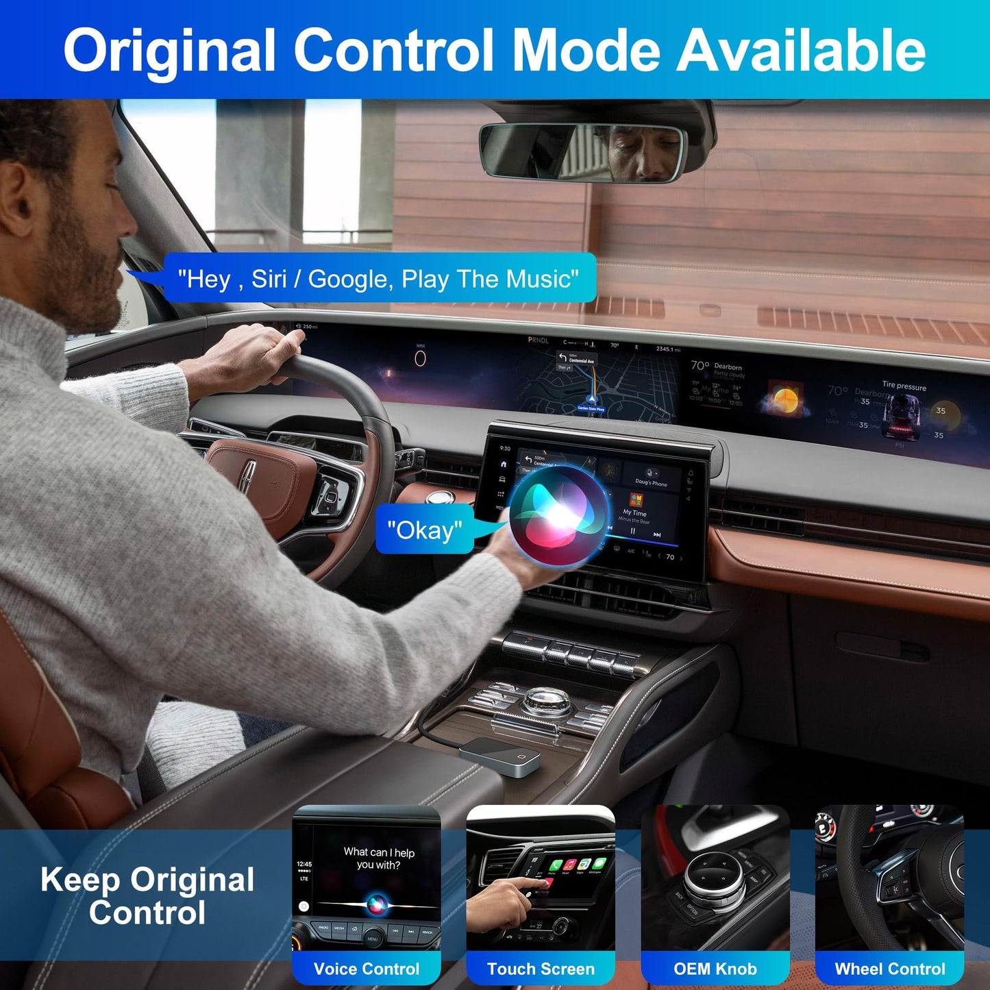 KETAKY Plus Wireless Carplay and Android Auto Adapter - Android Carplay for iPhone 6+/2016+ Cars, USB/Type-C Bluetooth Wireless Auto Car Adapter