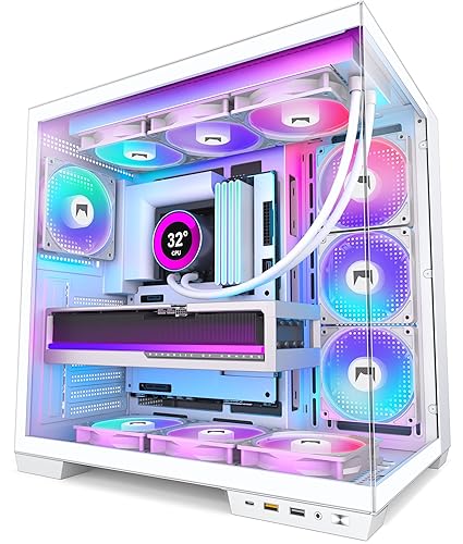 HYXN H1 HYXN ATX PC Case - Pre-Installed with 7 PWM ARGB Fans - Dual Cavity Mid-Tower PC Gaming Case - with Type-C - Can Hold up to 3X 360mm Radiator