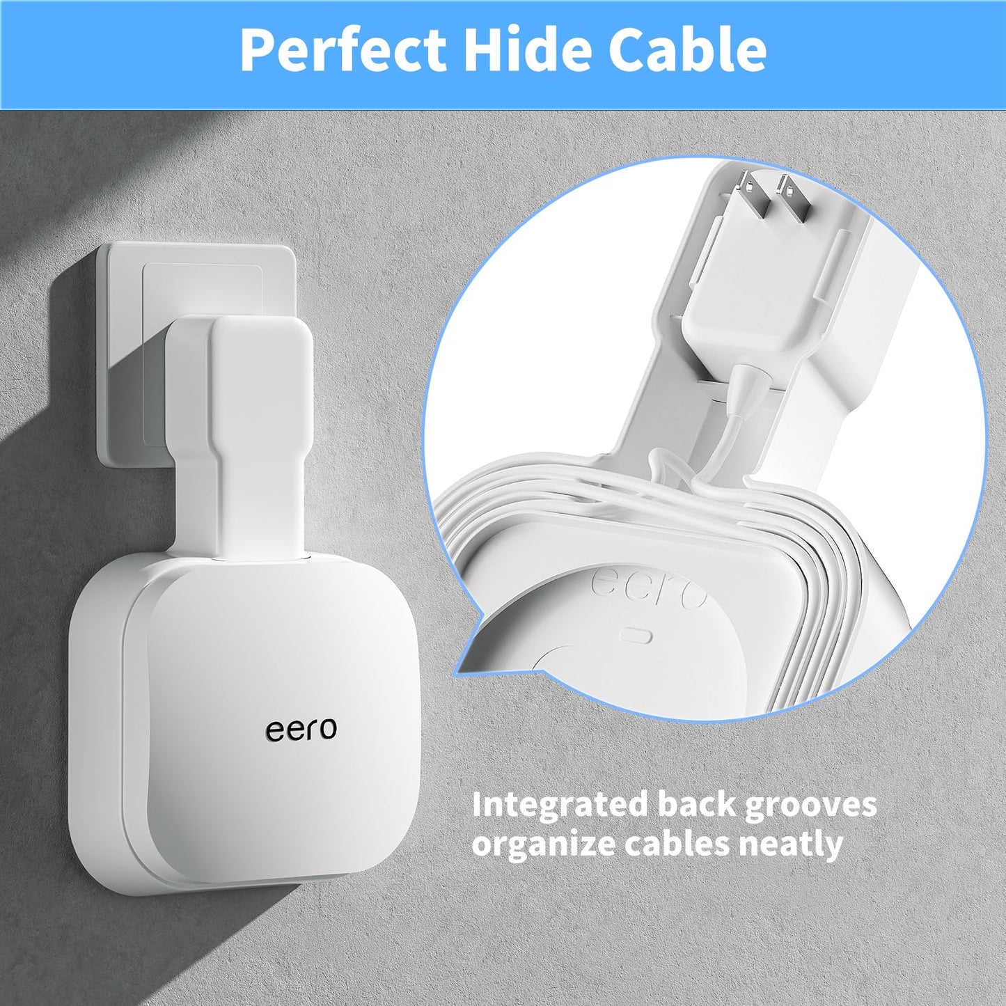 Outlet Wall Mount Holder for eero Pro 6e/Pro 6 Mesh Wi-Fi System, Built-in Cable Management - No Messy Wires, Space-Saving (3 Pack)