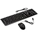 Amazon Basics USB Wired Computer Keyboard and Mouse Bundle Pack, Plug and Play, Black, 10-Pack