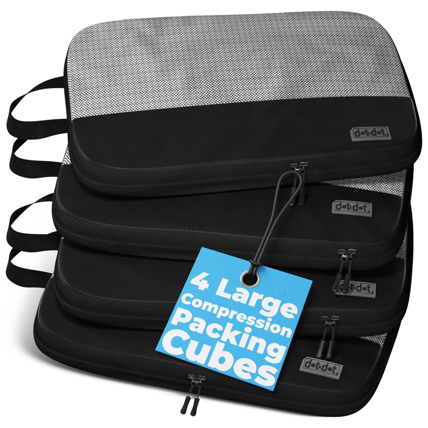 4pc Large Compression Packing Cubes for Travel - Luggage Packing Organizers - Travel Packing Cubes for Suitcases
