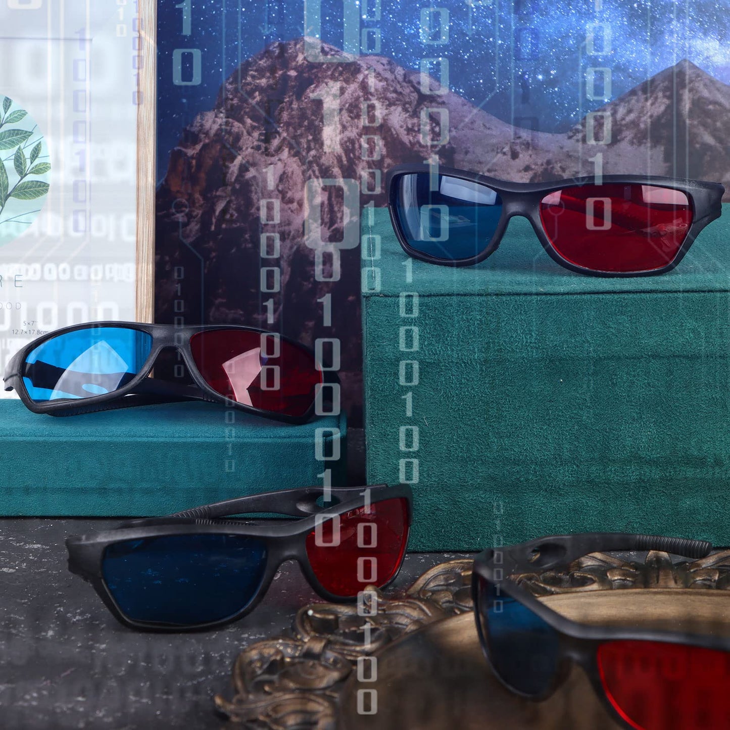craftshou 4 Pack Red Blue 3D Glasses,3D Movie Game Glasses Viewing Glasses for Cyan Anaglyph Style Home Theater 3D Moives Games TV