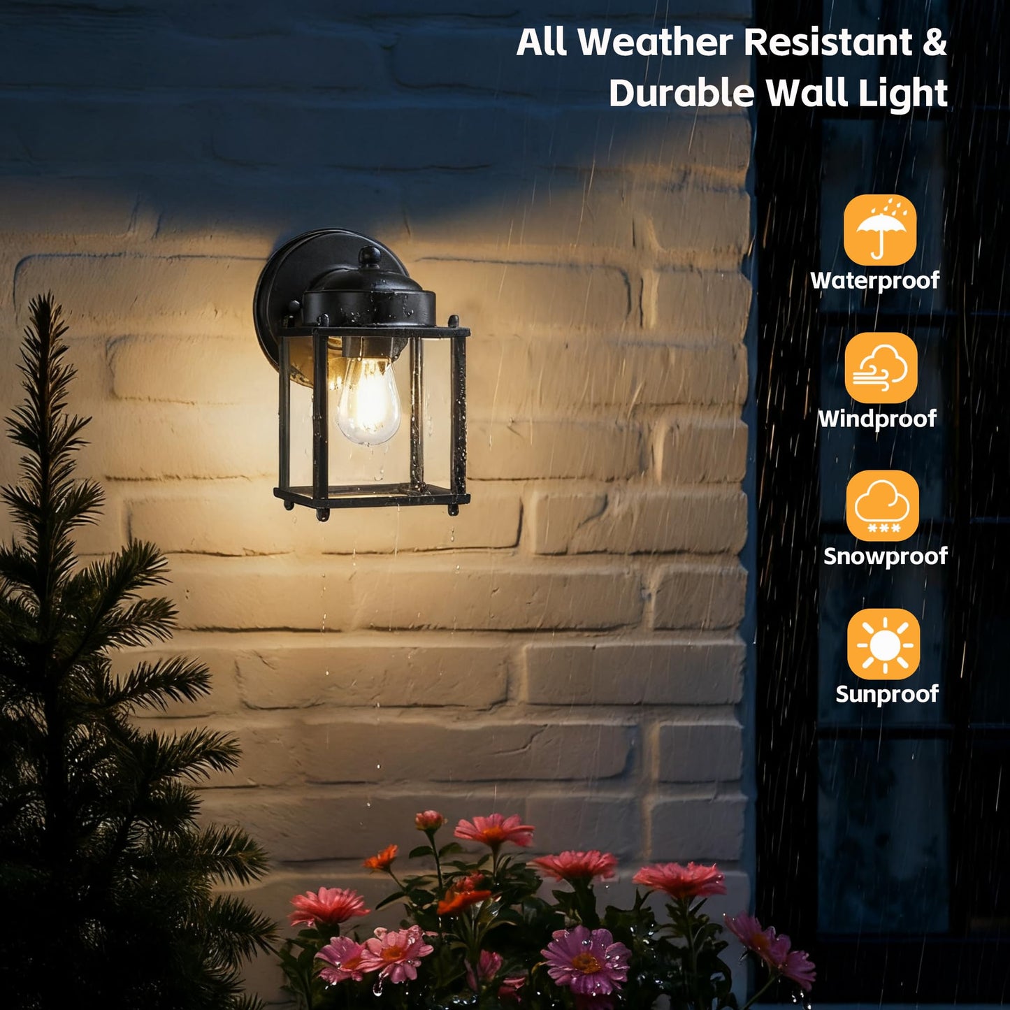 LIT-PaTH Outdoor Wall Lantern, Exterior Waterproof Wall Sconce Light, Proch Lighting Fixture with E26 Socket, Modern Outside Lights for Front Door