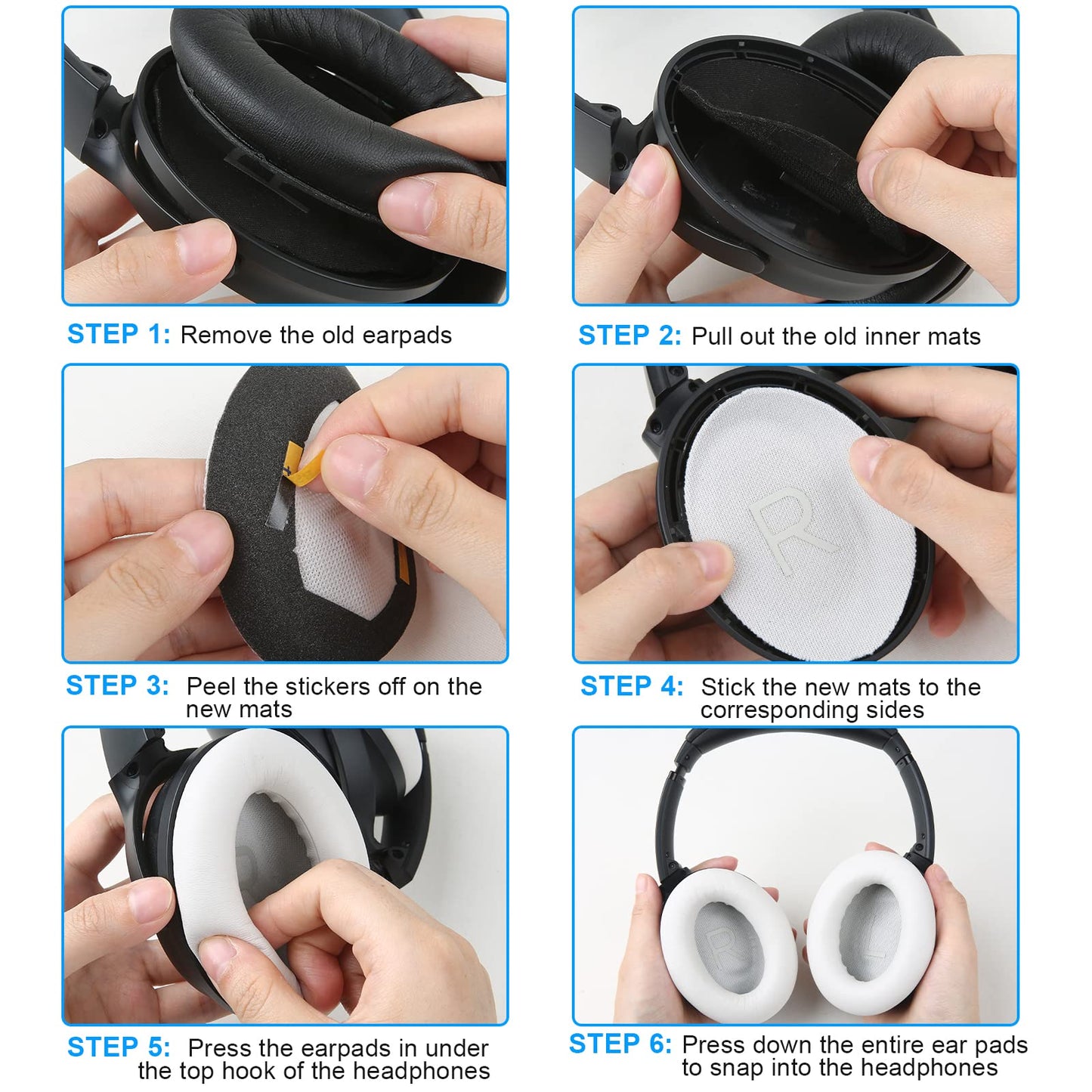 Earpads for Bose QuietComfort 45 QC45 QC35 ii QC35 Professional Ear Pads Headphones Ear Cushions Replacement with Noise Isolation Memory Foam White