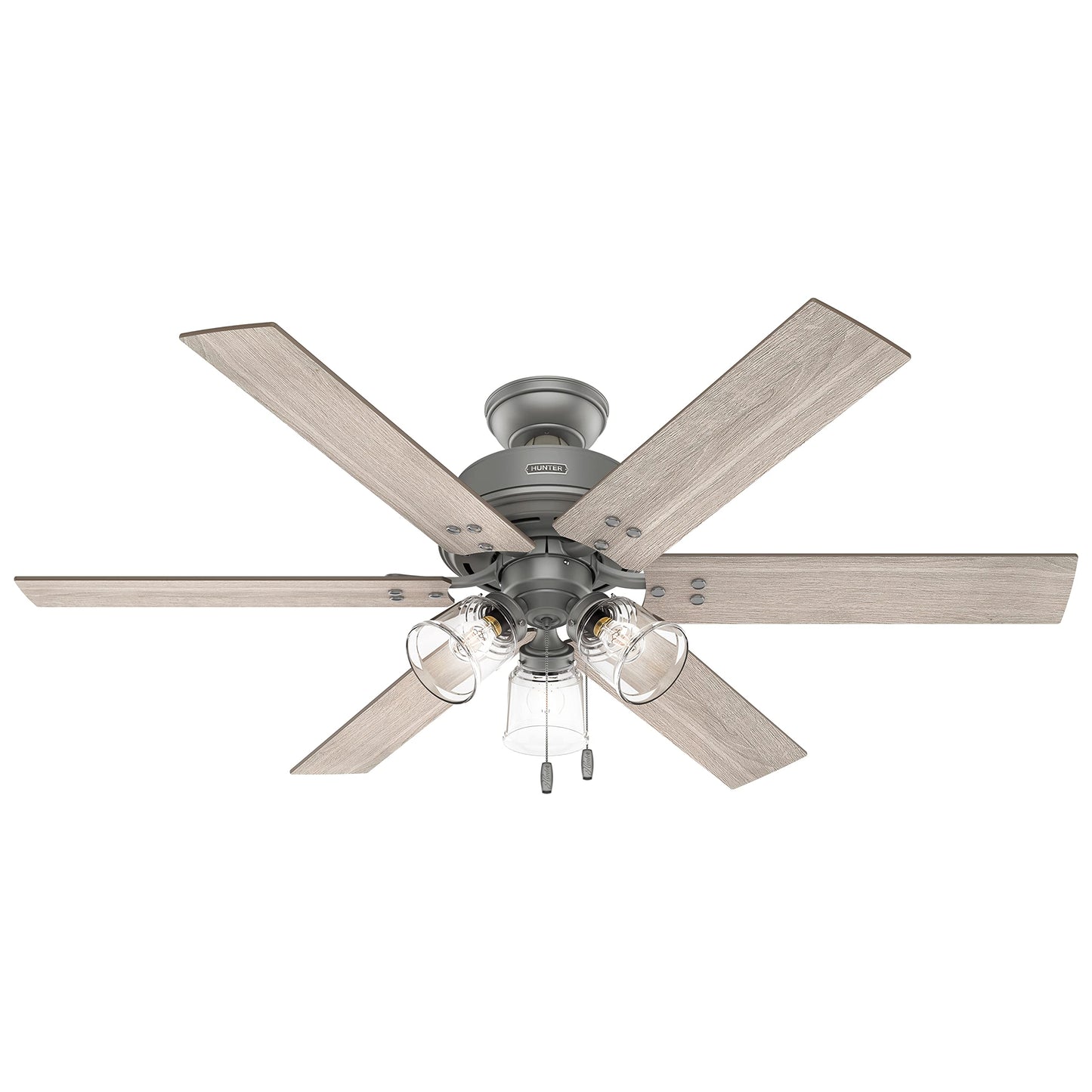 Hunter Fan 52 inch Casual Matte Silver Indoor Ceiling Fan with LED Light Kit and Pull Chain (Renewed)