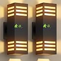 Motion Sensor Outdoor Wall Lights, Dusk to Dawn Exterior Light Fixture with 3 Modes, Waterproof Modern Dimmable Porch Light with Up Down Lighting