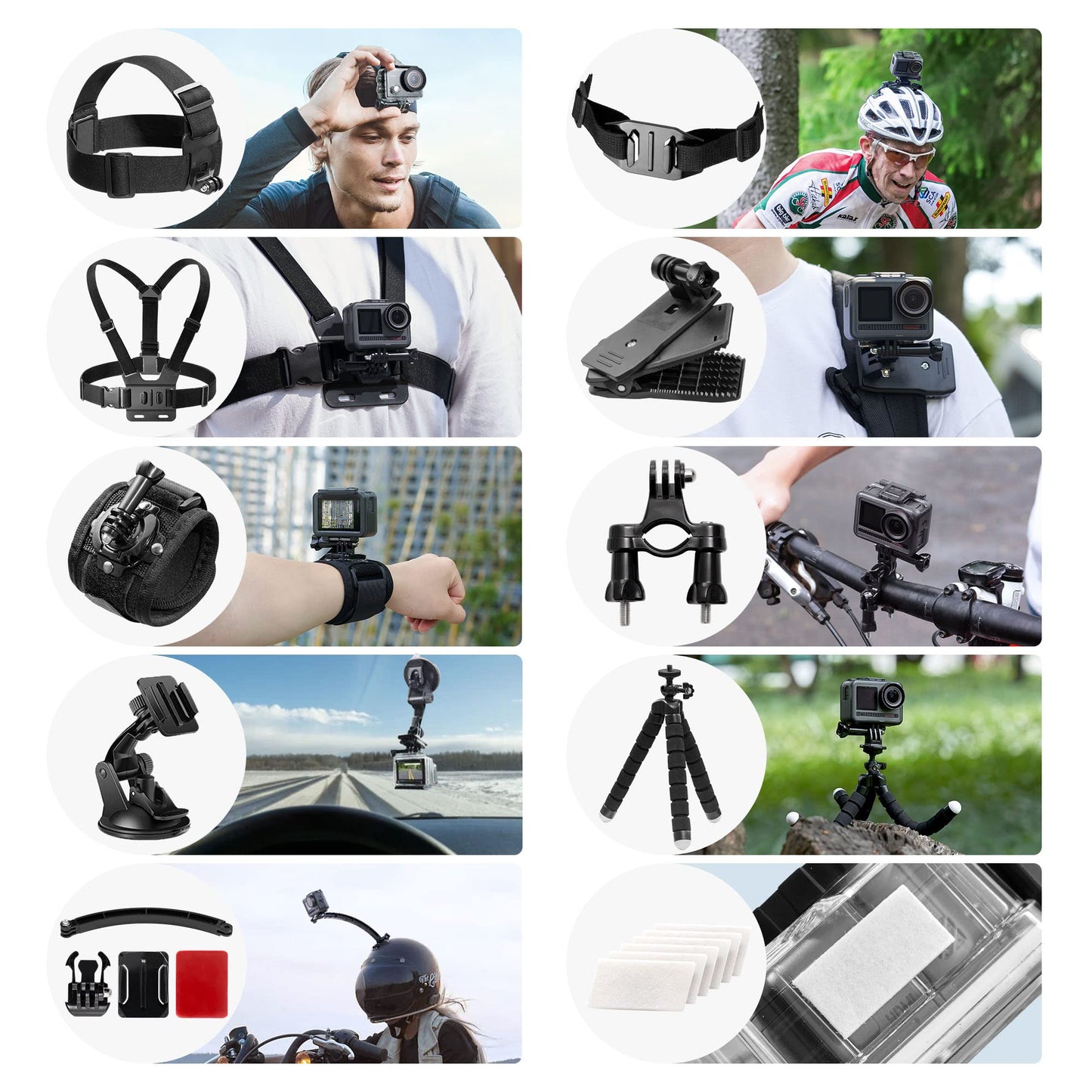 AKASO 60 in 1 Action Camera Accessories Kit Compatible with EK7000/EK7000 Pro/Brave 4/Brave 4 pro/Brave 7 LE/Brave 7/Brave 8/V50X/V50 Pro/V50