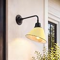 JONATHAN Y 9.63" Matte Yellow/Black 1-Light Farmhouse Outdoor Sconce, Industrial LED Wall Light, Gooseneck Arm Barn Lamp with Metal Bell Shade