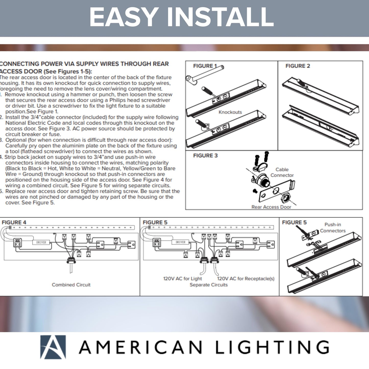 American Lighting LED Courant Plus Undercabinet Light 24 Inch 5CCT 90+ CRI 1200 Lumens with USB-A USB-C and 20A Receptacles Black Finish Title 24
