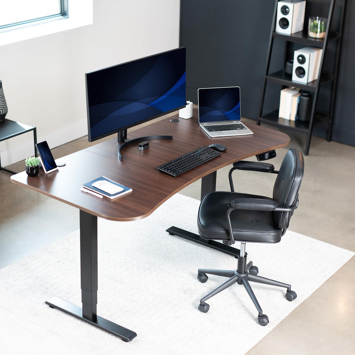 VIVO 63 x 32 inch Universal Table Top for Standard and Sit to Stand Height Adjustable Home and Office Desk Frames, 3 Section Desktop, Dark Walnut