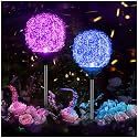 MMHF Solar Garden Lights Outdoor, Upgraded Globe Powered Garden Light, Multi-Color Changing LED Solar Stake Lights for Patio Backyard Pathway Party