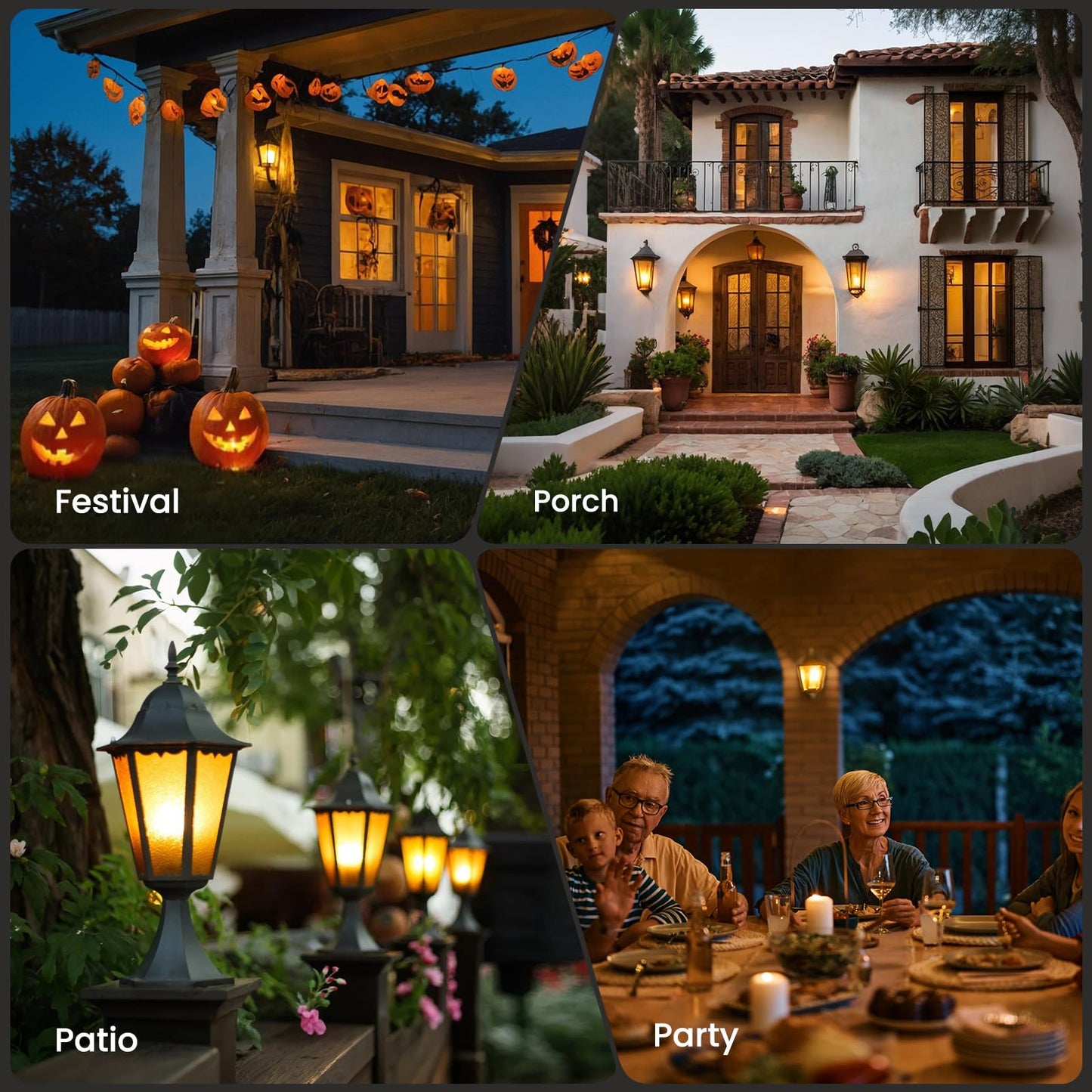 Vicstone Upgraded E26 Dusk to Dawn Flame Light Bulbs Outdoor, 4 Modes
