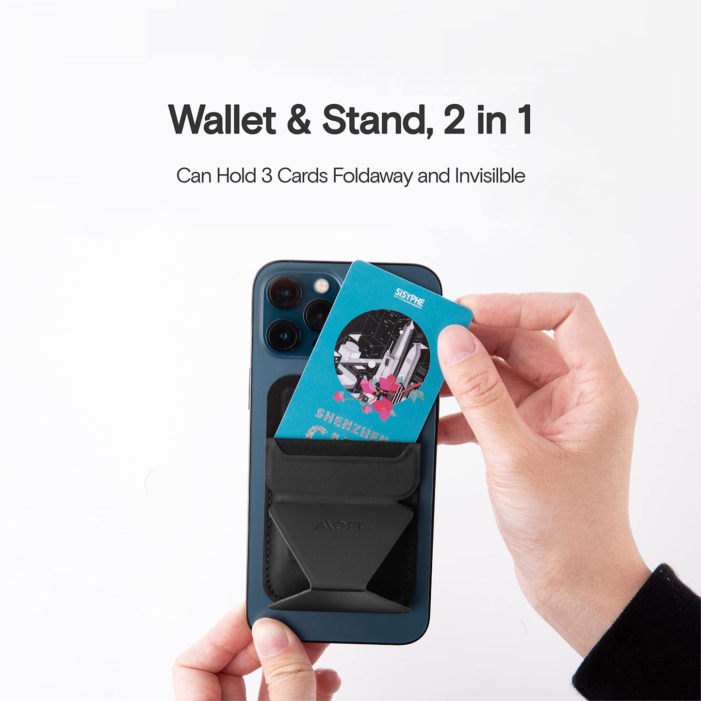 MOFT MagSafe Wallet Stand for iPhone 13/12 Series MagSafe Compatible Phone Stand with 3 Viewing Angles, Night Black