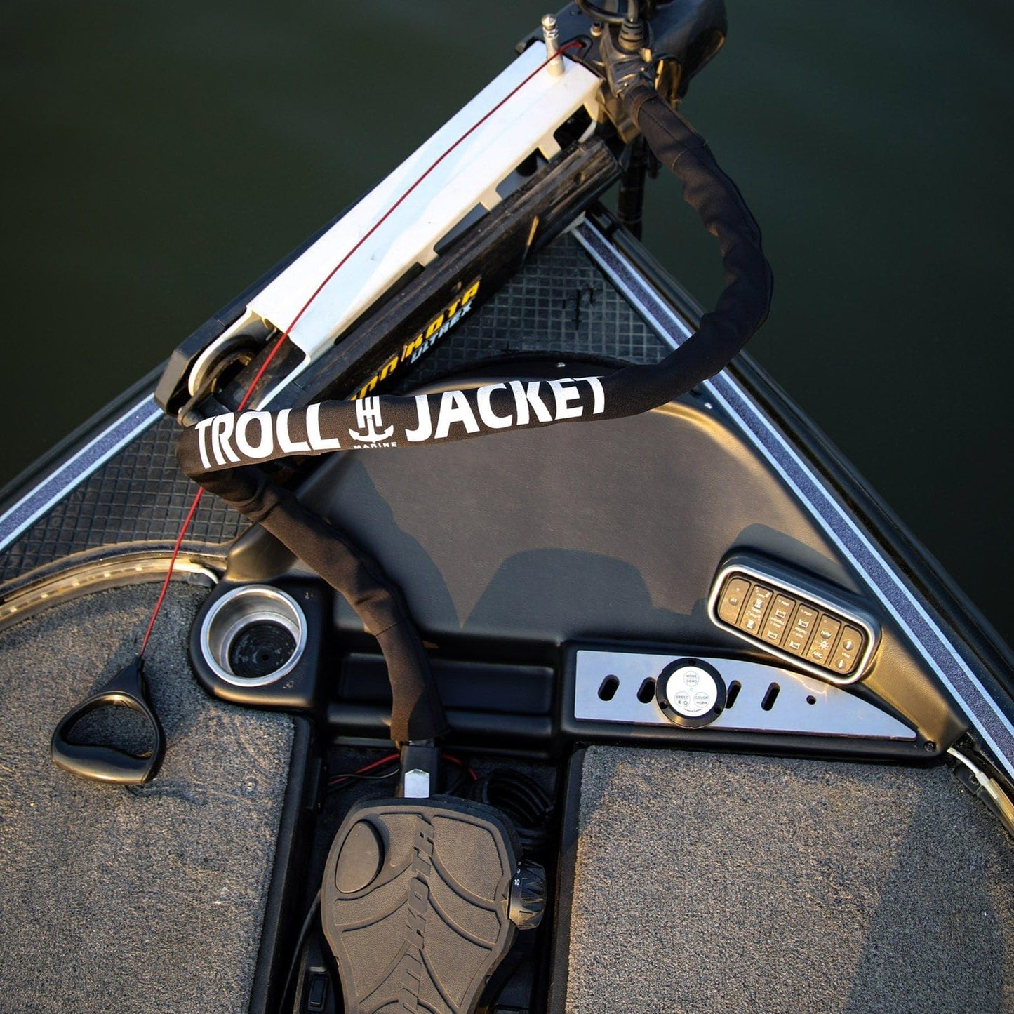 T-H Marine G?Force Troll Jacket Cable Sleeve - 60" Neoprene Trolling Motor Wire Organizer, 2 mm Heavy?Duty Wrap with Hook & Loop, Fits Most Bow?Mount