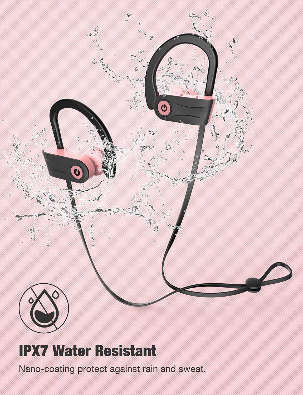 Otium Bluetooth Headphones Wireless Earbuds Headsets Wireless Earbuds Bluetooth Earphones IPX7 Waterproof 15 Hours Playtime Running Sports Workout