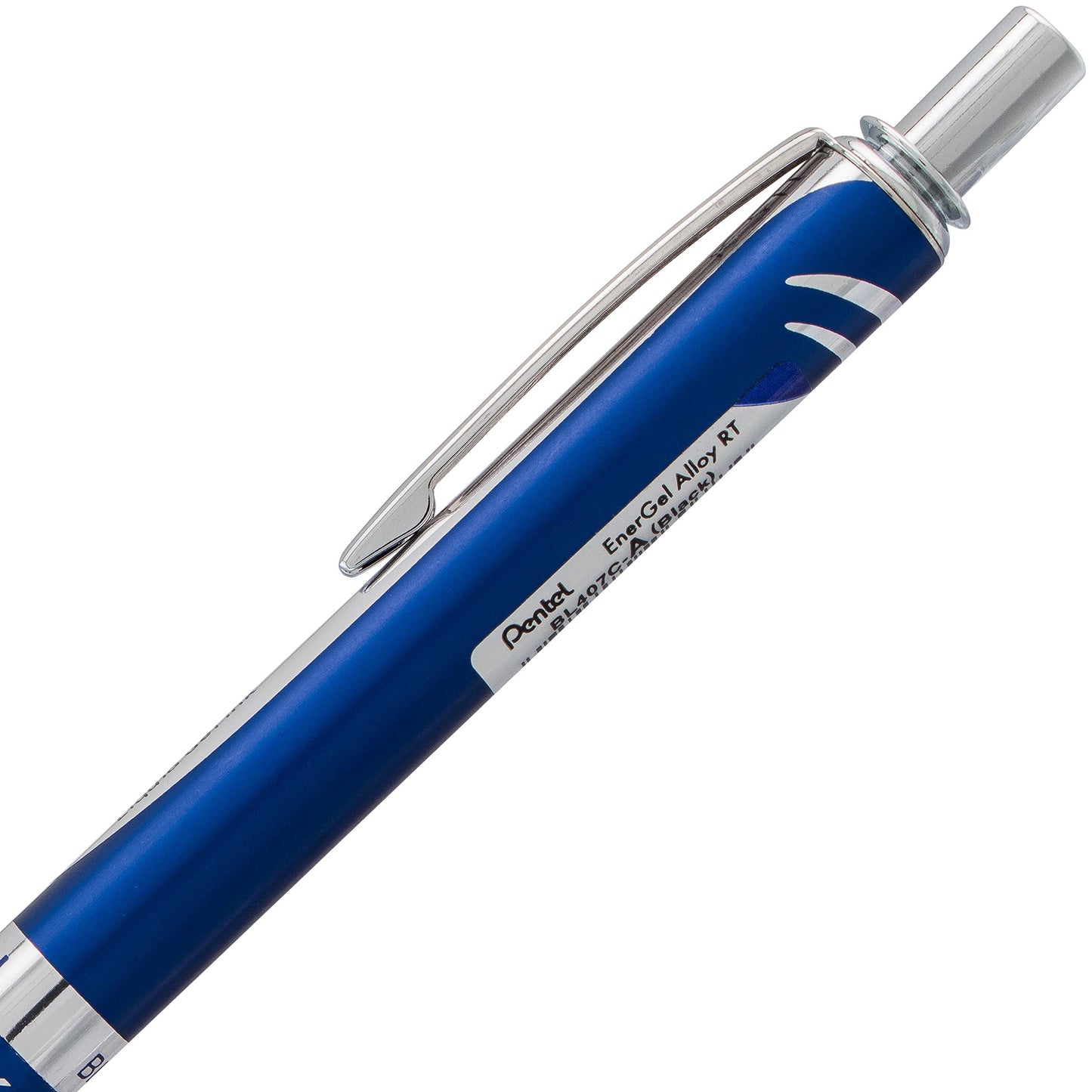 Pentel Energel Alloy Retractable Liquid Gel Pen, (0.7mm) Medium Line, Navy Blue Barrel, Black Ink, 1 Pack (BL407CBPA)