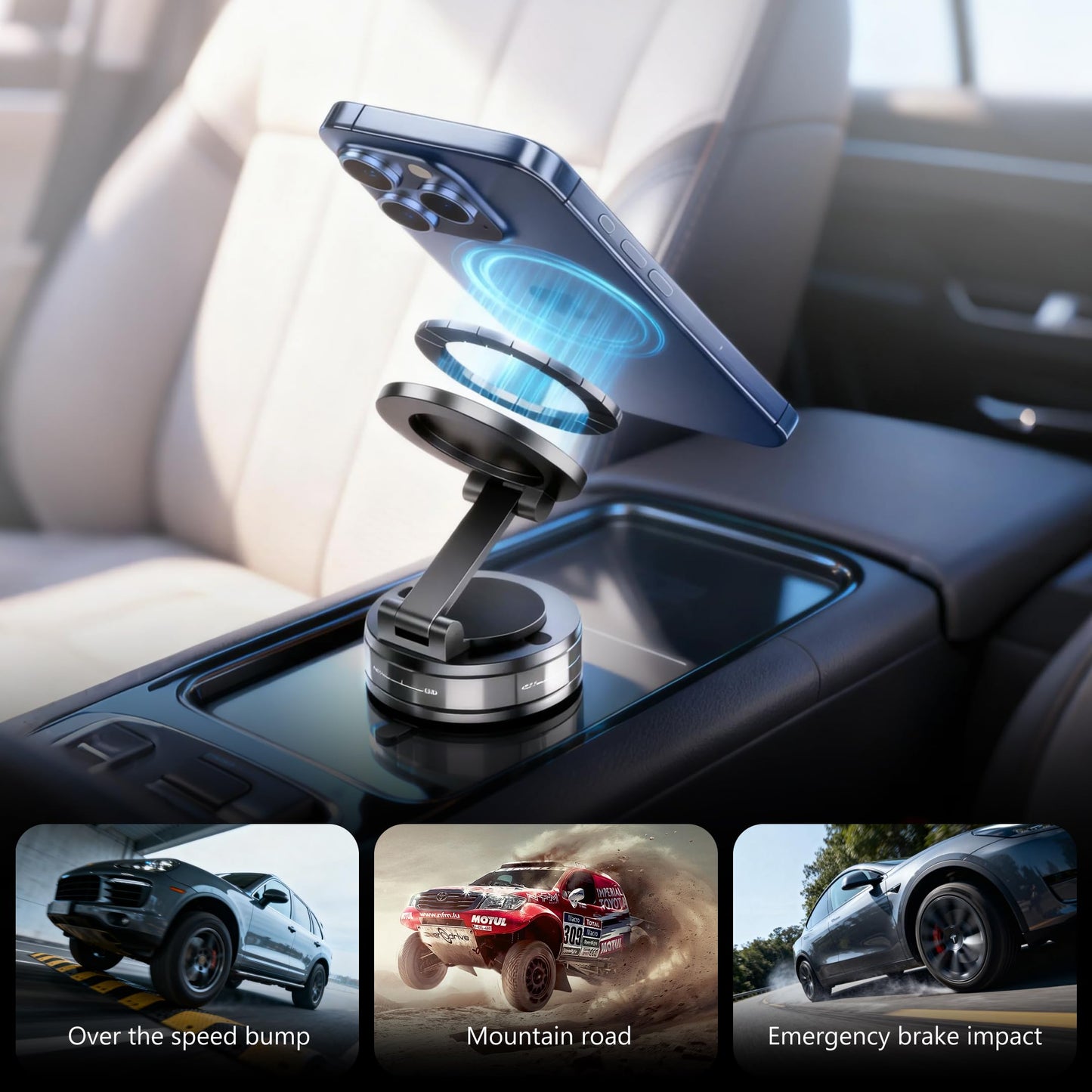 Magnetic Phone Holders for Your Car,360°Adjustable Car Mount,Vacuum Suction Cup Phone Mount (Black- Disc)