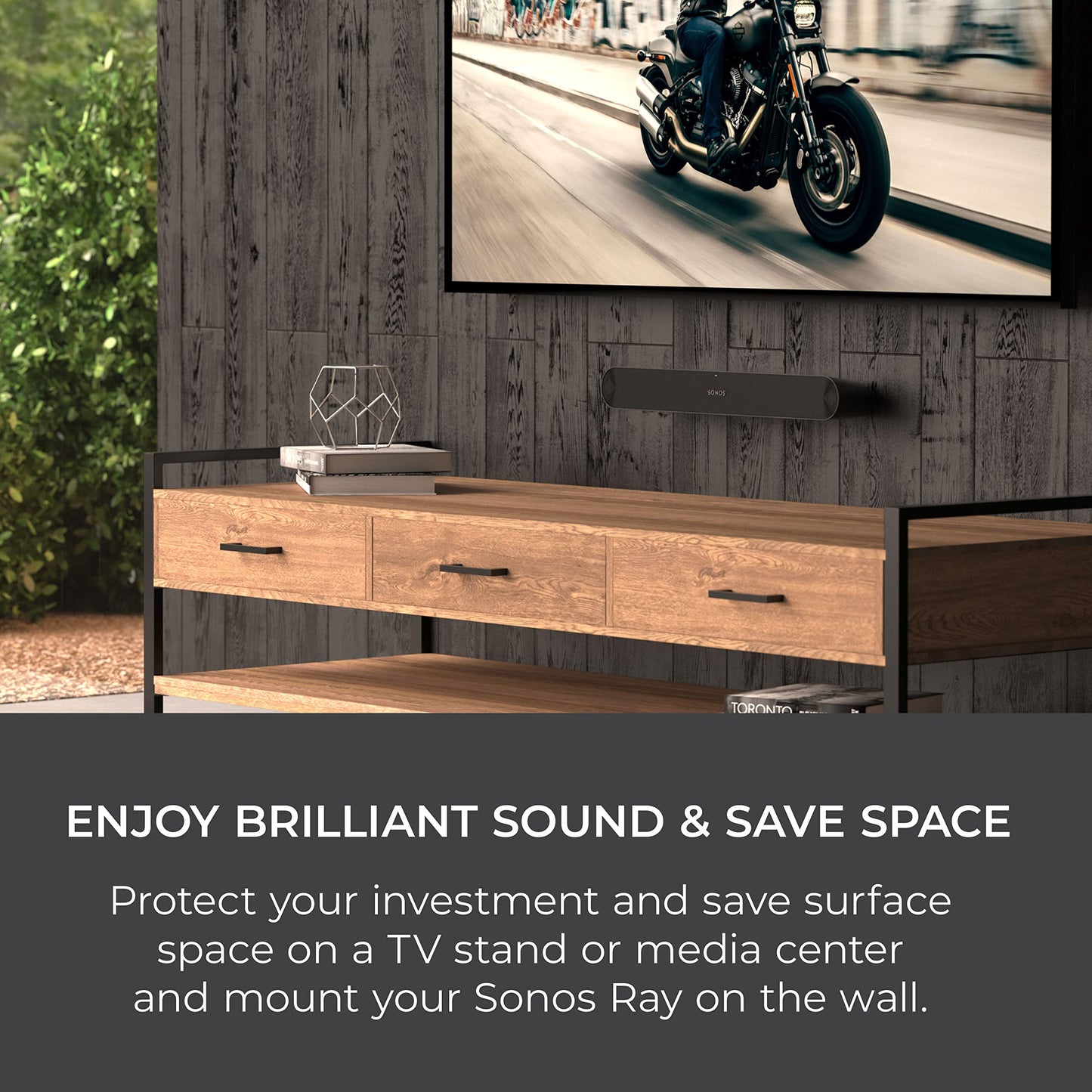 HumanCentric Wall Mount Compatible with Sonos Ray Sound Bar (Black), Mount on Wall Under TV, Floating Style, Hidden Design, Hardware Included