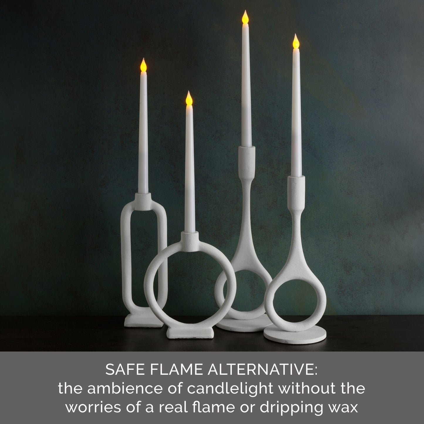 Mikasa LED Taper Candles, Flameless Candles, Set of 4, 11.8 Inch, White