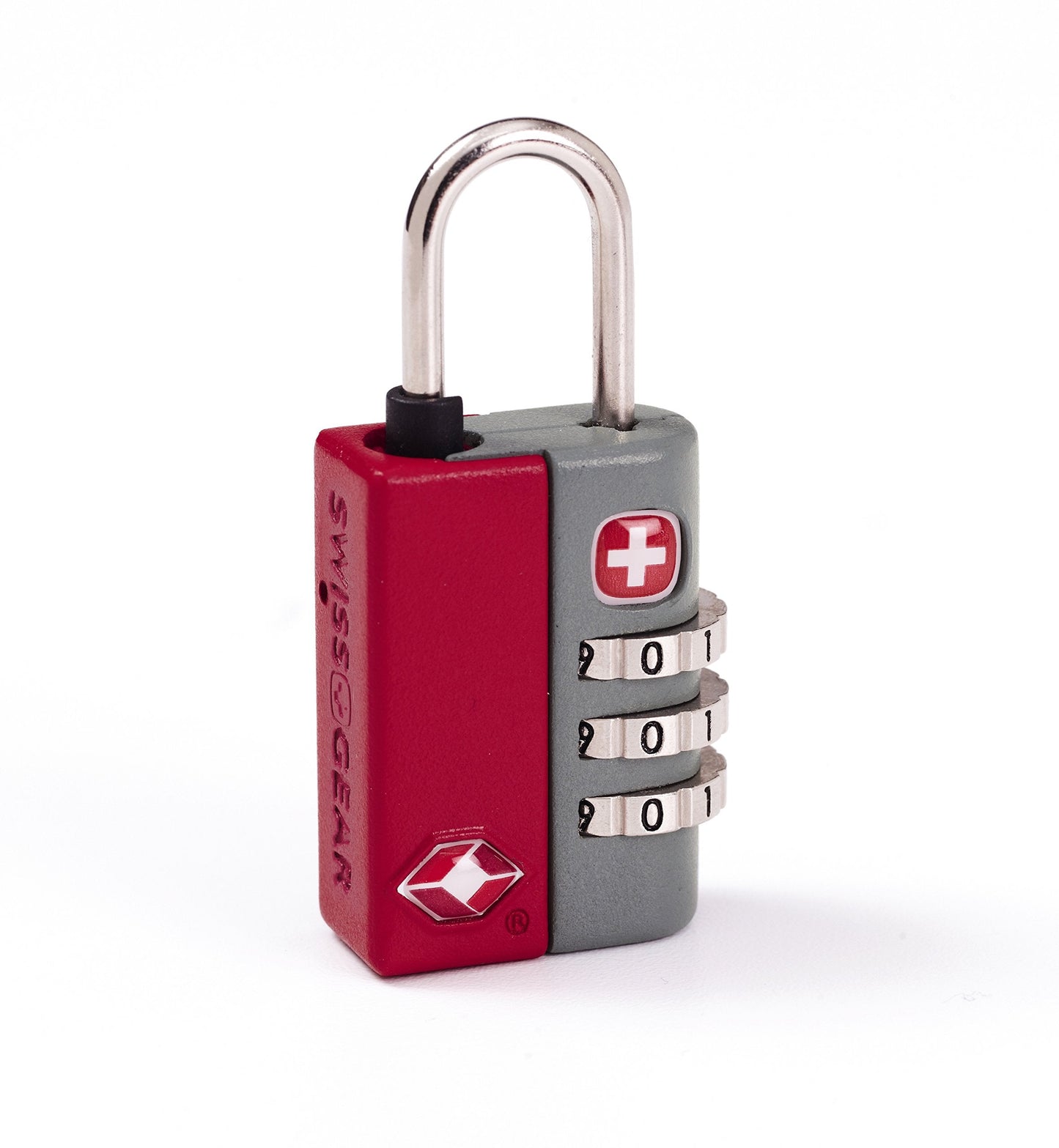 SwissGear TSA Approved Luggage Lock – Travel Sentry Combination Padlock with Resettable Code & Inspection Indicator, Red, One Size