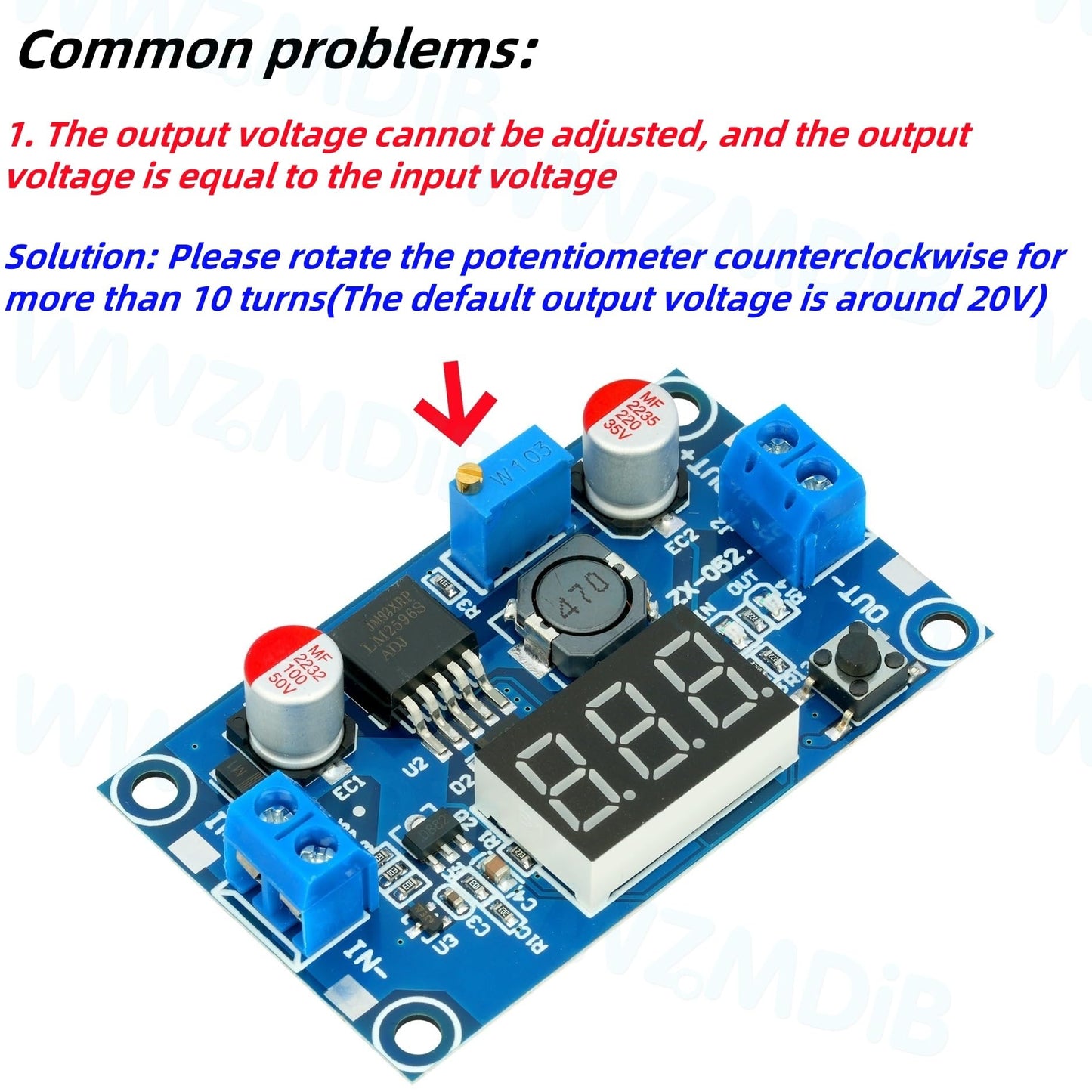 WWZMDiB 3 Pcs LM2596 DC to DC Buck Converter LED Indicator Display 4-40V to 1.25-35V Power Supply Step Down Module (3 Pcs)