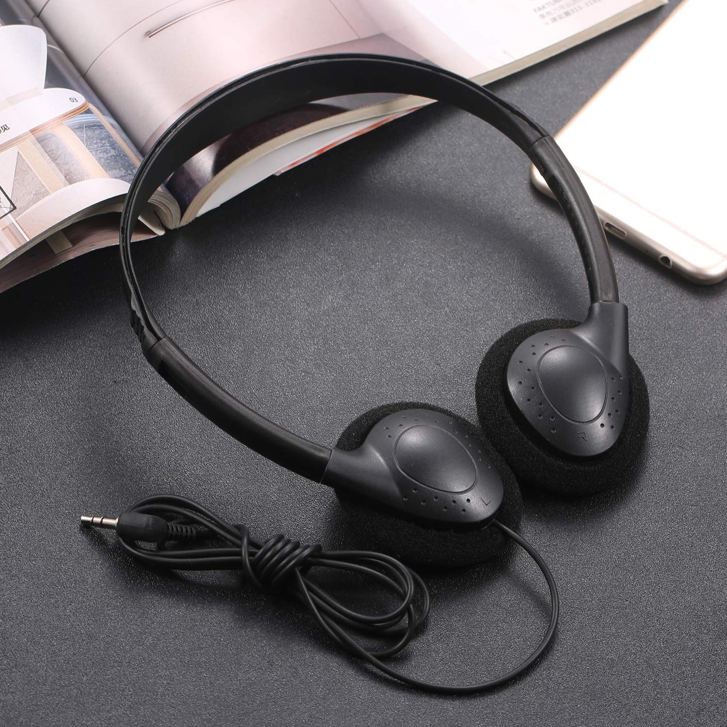 CN-Outlet 100 Pack Classroom Headphones Bulk for School Students Kids Teen Children and Adults, Wholesale Sturdy Wired Headphones Classroom Earphones…