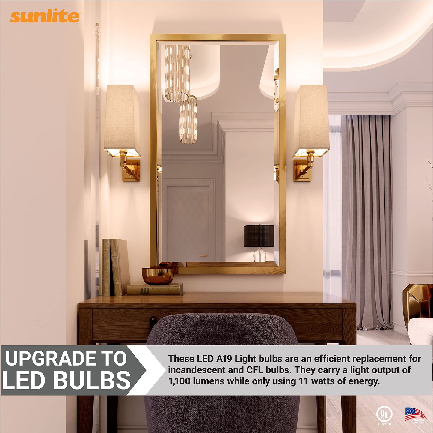 Sunlite 41804-SU LED A19 Light Bulb, Non-Dimmable 11 Watt (75W Equivalent), 1100 Lumens, Medium (E26) Base, UL Listed, 2700K Warm White, 12 Count