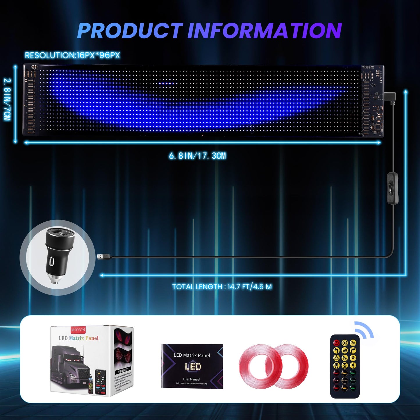 LED Eyes for Car Windshield, Devil Eyes Light for Windshield, Devil Eyes Light for Car, SUVs, Pickup (23.6inx4.73in) (6.8 * 2.7in)