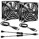ALAMSCN 2pcs Quiet 80mm USB Fan 5V 8025 80x25mm Portable Cooling Fan with ON/Off Switch for PC Computer Case Receiver DVR PlayStation TV Box CPU