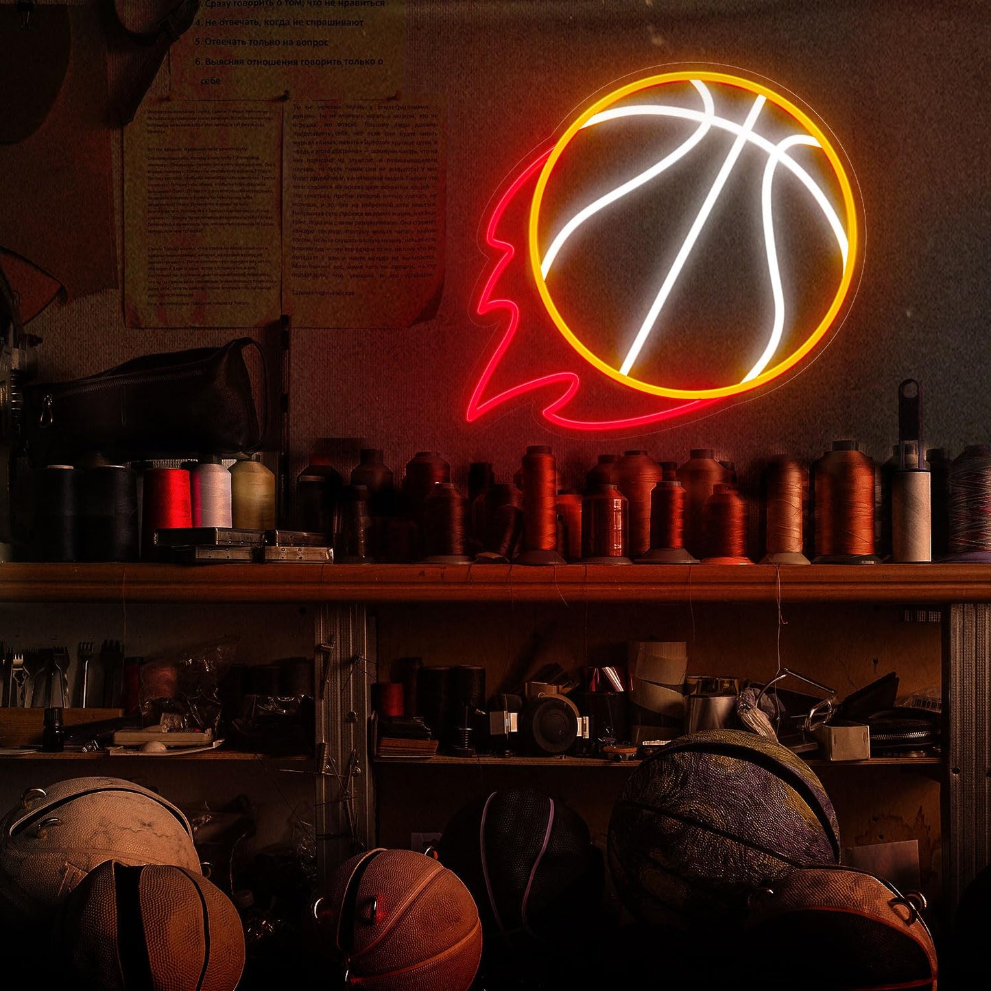 Basketball Neon Sign, 12.6×11.6 Inch Basketball Led Neon Light, Dimmable LED Neon Signs for Wall Decor, Wall Decor Aesthetic, Sports Neon Signs