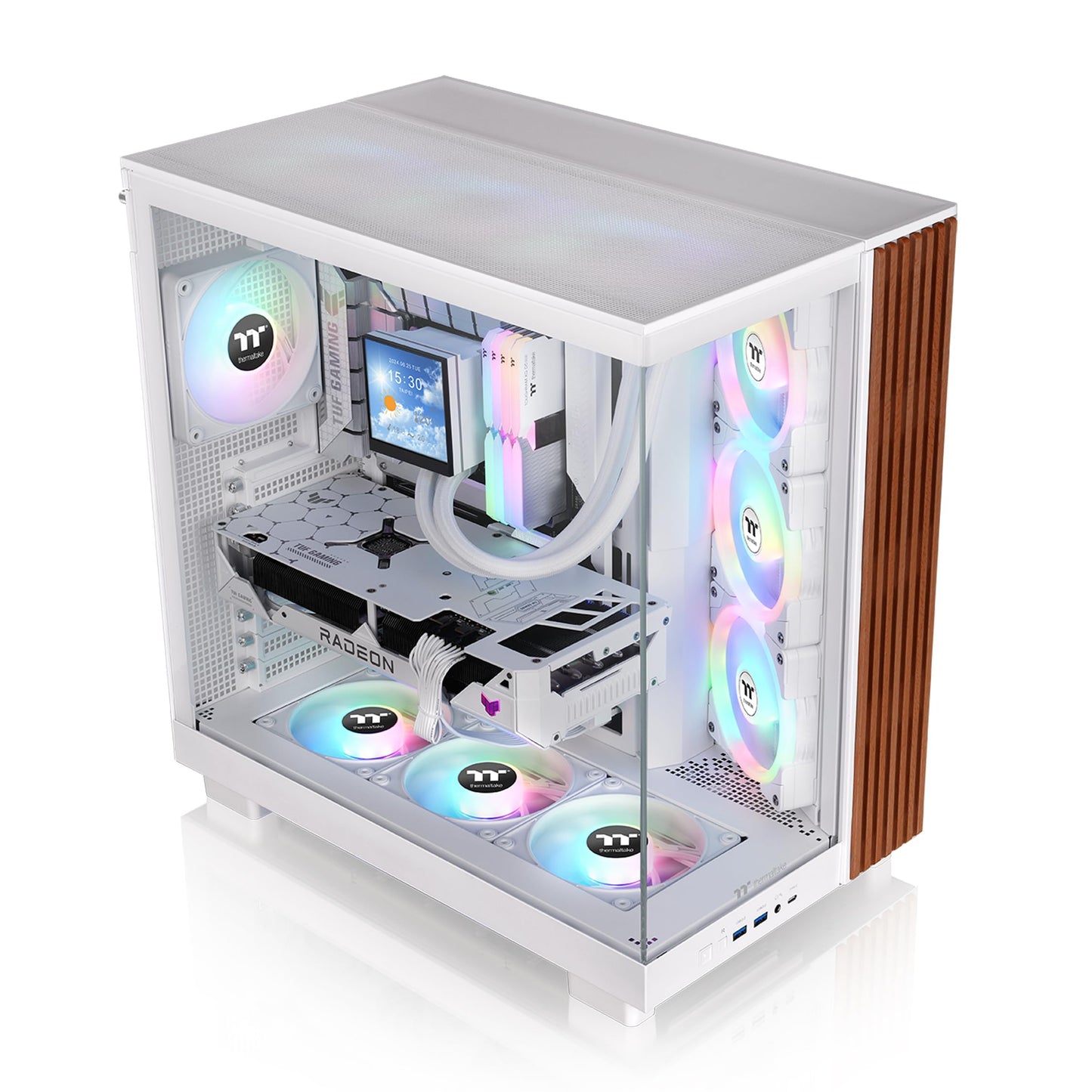 Thermaltake View 380 XL WS ARGB; Mid Tower Chassis; Side Wood Trim; 4x120mm ARGB Lite Fans Included; 420mm GPU Clearance; ATX/mATX/mITX; Hidden